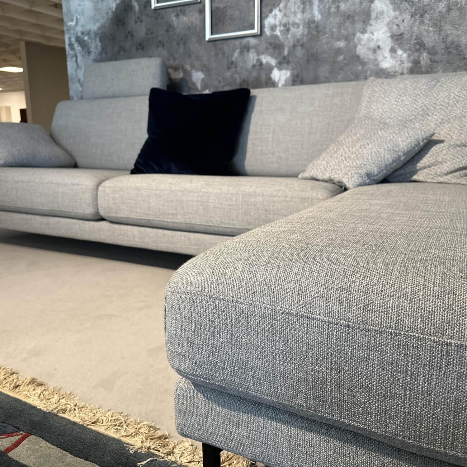 Rolf Benz - Ecksofa 011 Ego G Stoff 18 113 Signalgrau Gussfuß Aluminium Glatt Verkehrsschwarz Inklusive Kopfstütze Und Kissen - 6