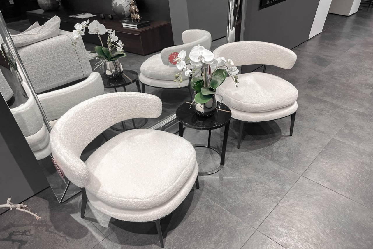 B&B Italia - 2er Set Sessel Caratos Stoff Milo Natur Weiß Gestell Grafit Schwarz Lackiert - 6