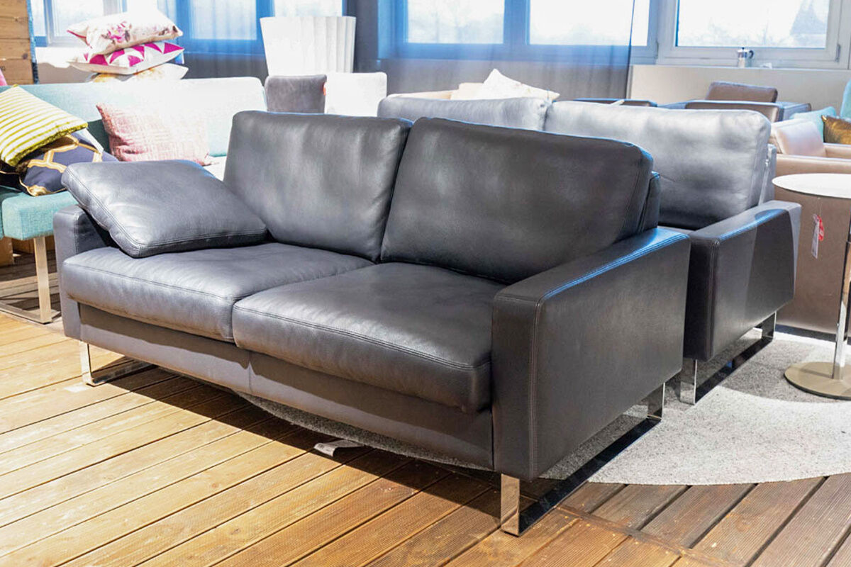 Cramer Polstermanufaktur - Polstergruppe CBF Leder Anilina Top Marine Dunkelblau Gestell Chrom - 5