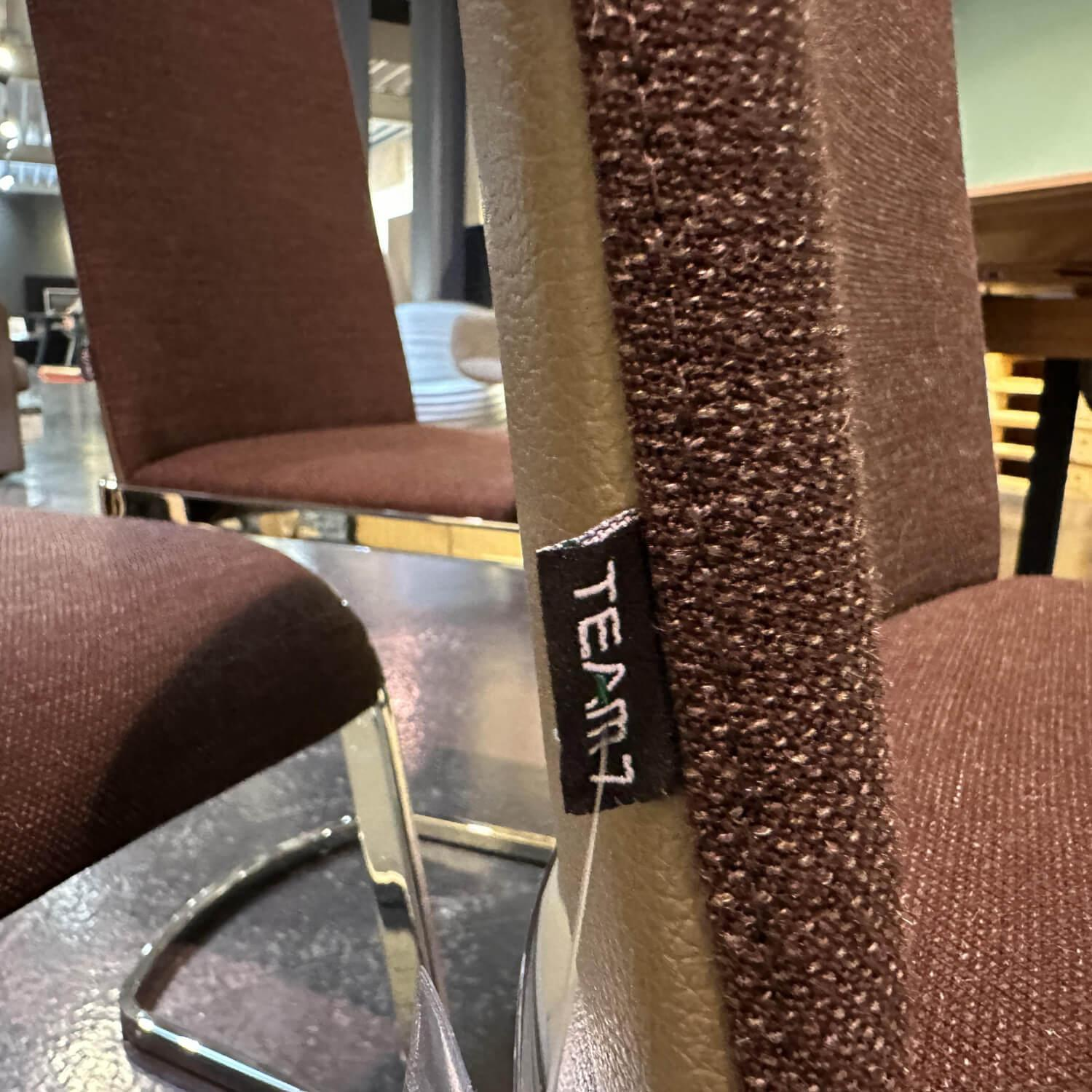 Team 7 - 3-er Set Stuhl S1 Leder-Stoff-Kombination Außen Leder Schlamm Innen Stoff Gestell Stahl Verchromt Glänzend - 5