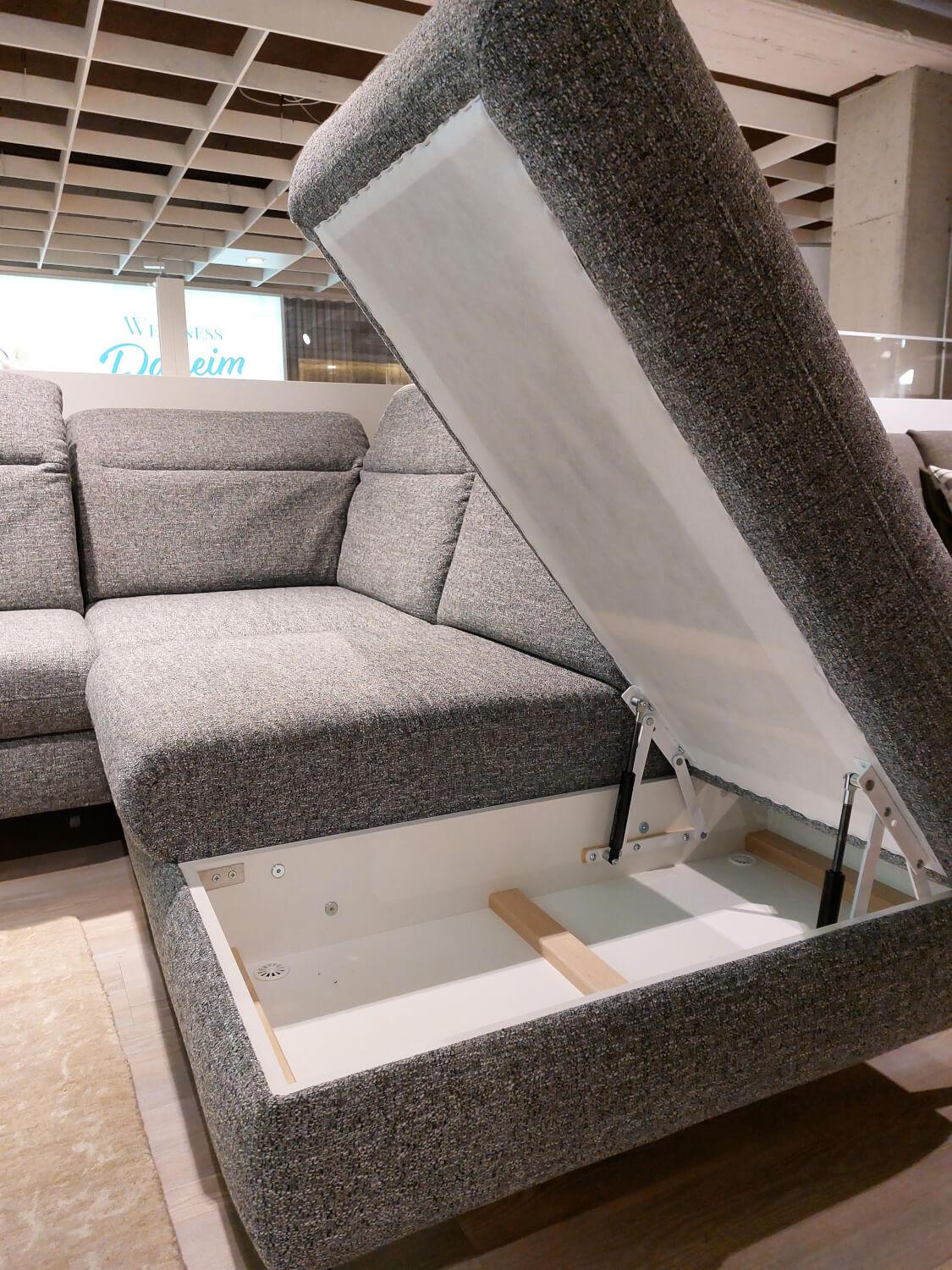 Global - Ecksofa Alegria Stoff Oasis 65 Grey Grau Metallfuß Schwarz Mit Sitztiefen Und Kopfteilverstellung - 3