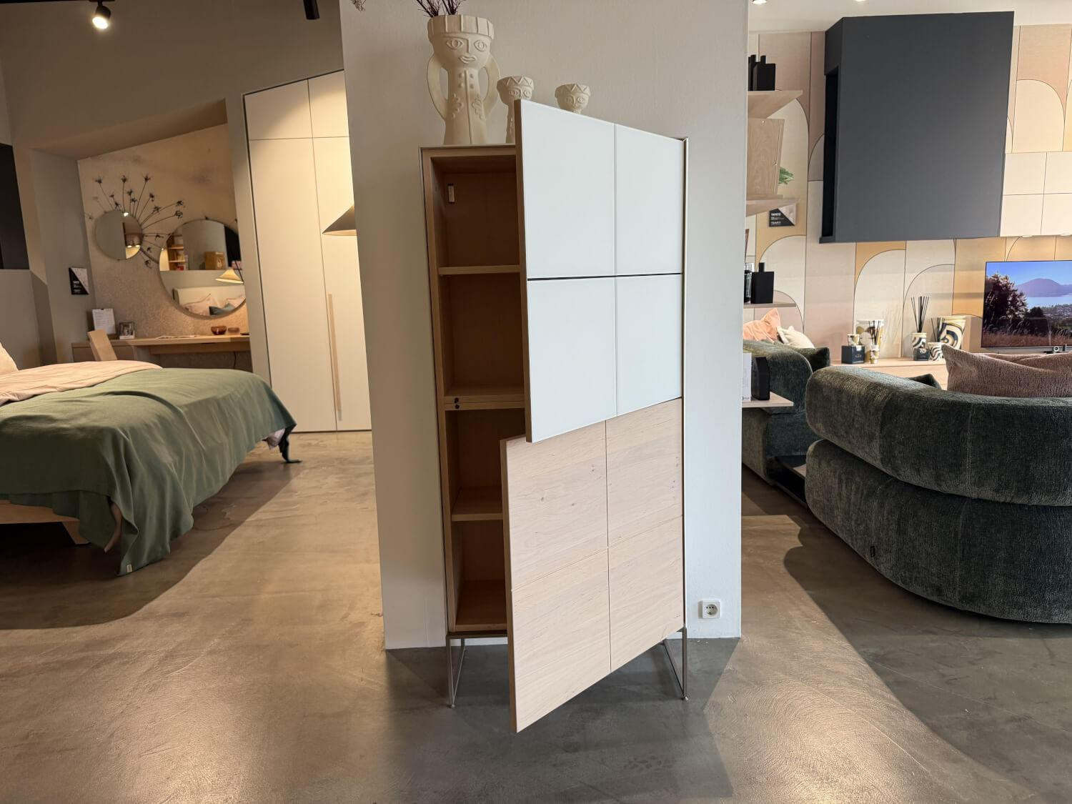 Team 7 - Highboard Cubus Pure Erle Weißöl Glas Naturweiß Matt Gestell Erdbraun - 8