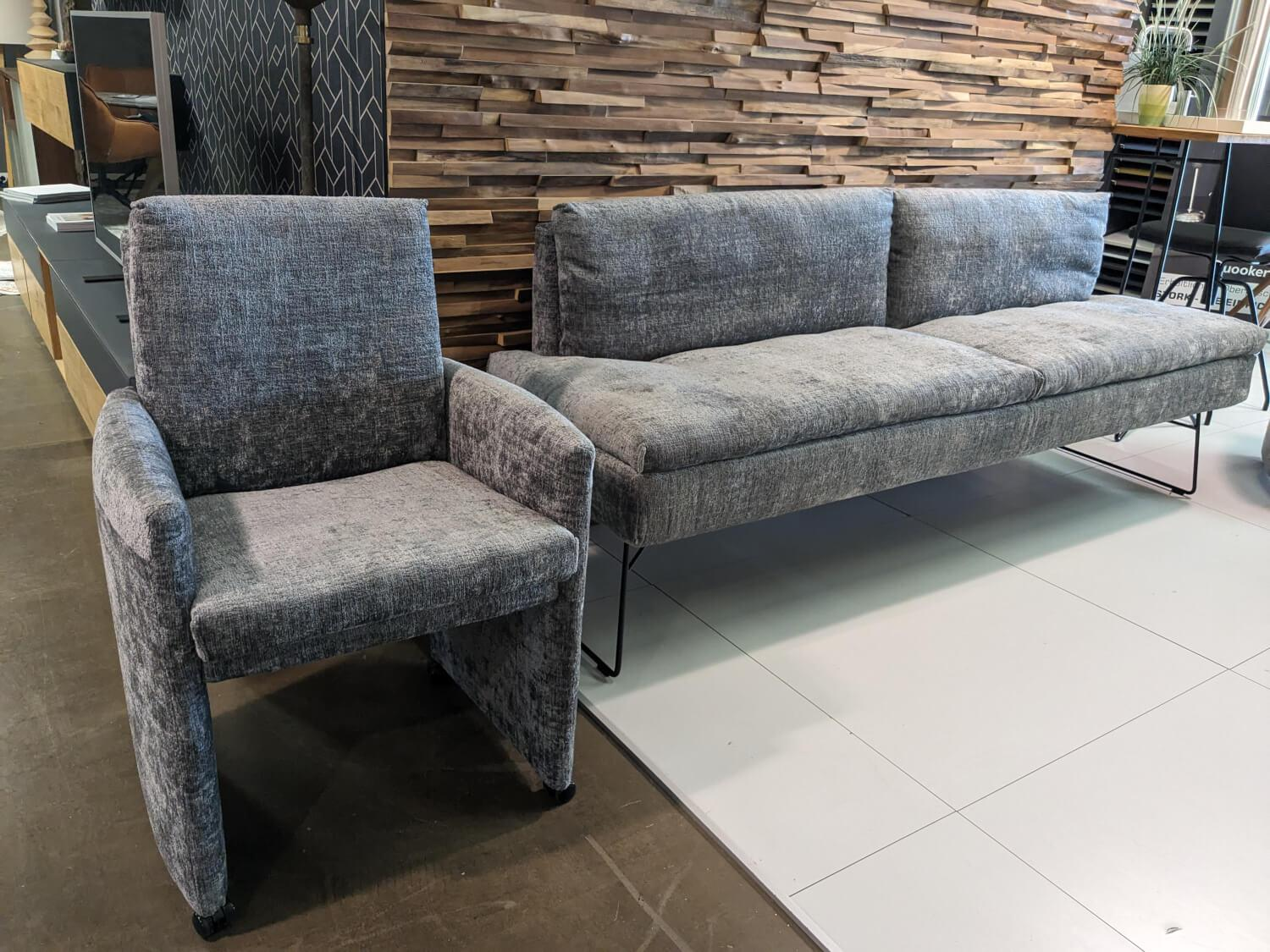 WK Wohnen - Set of 2 chairs with bench WK790/791 fabric B3094 basalt gray - 9