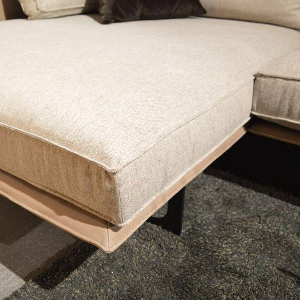 IP Design - Ecksofa Cube Air Stoff Kat. 10 Beige Grau Gestell Leder Braun Füße Metall Matt Schwarz - 6