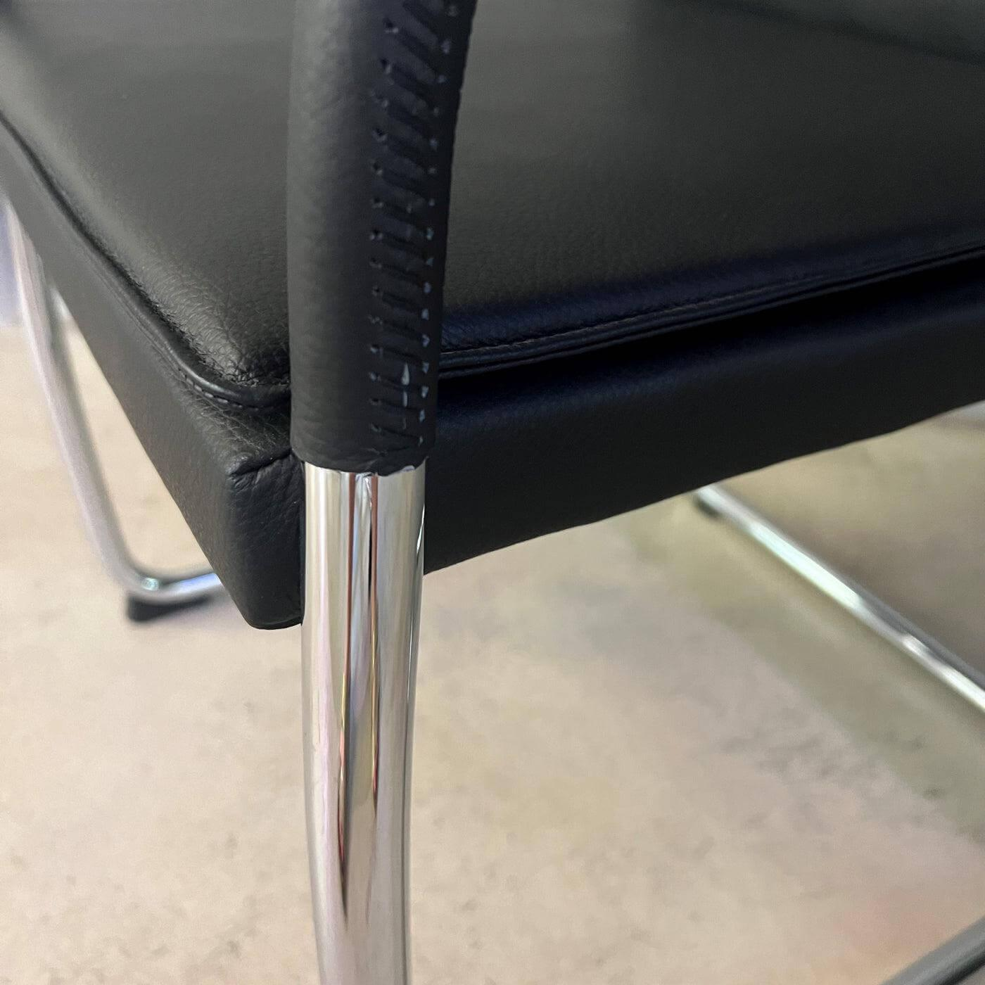 Walter Knoll - Stuhl George 1567 Leder Select 40 Schwarz Gestell Rundrohrstahl Hochglanz Verchromt - 2