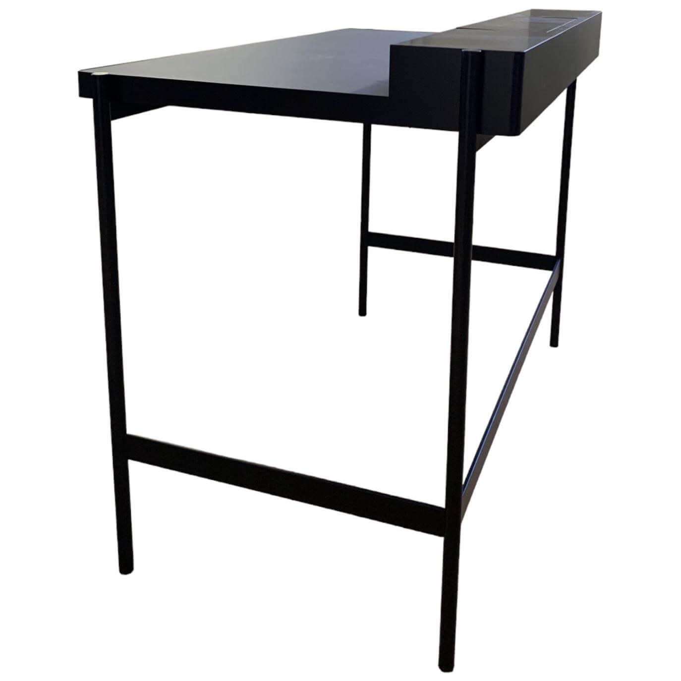 Sekretär-Schreibtisch PS20-55 Schwarz Platte Linoleum Grau