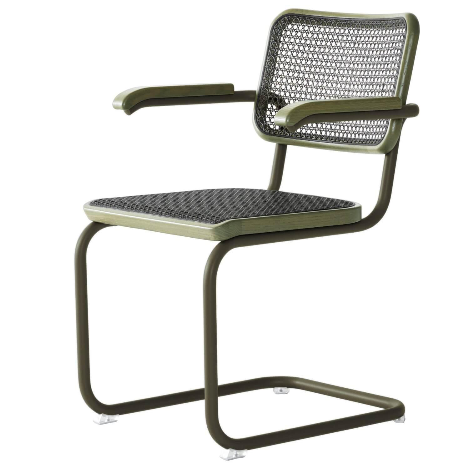 Thonet - 4er Stuhl-Set S 64 V Und S32 V Dark Melange Edition Herkner In Sage Grün - 5