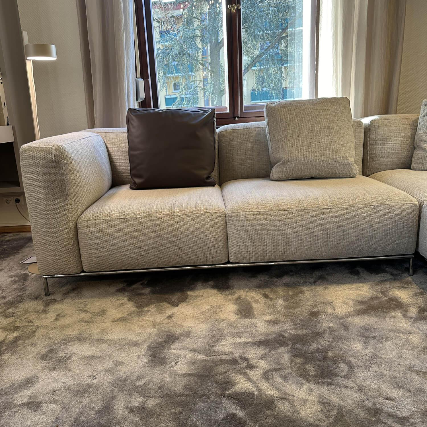Cassina - Ecksofa Mex Hi Stoff Tensing Farbe 03 Perla Grau Gestell Metallstruktur Verchromt - 2