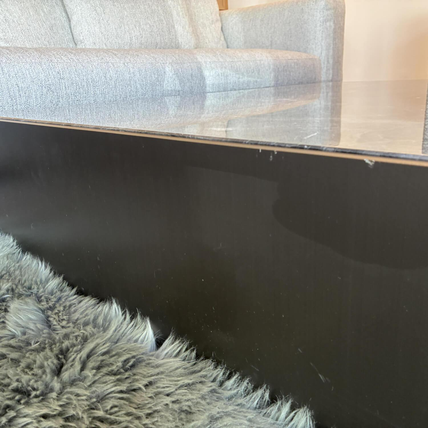 Minotti - Beistelltisch Linha Platte Marmor Grigio Orobico Grau Gestell Aluminium Goldbraun - 4