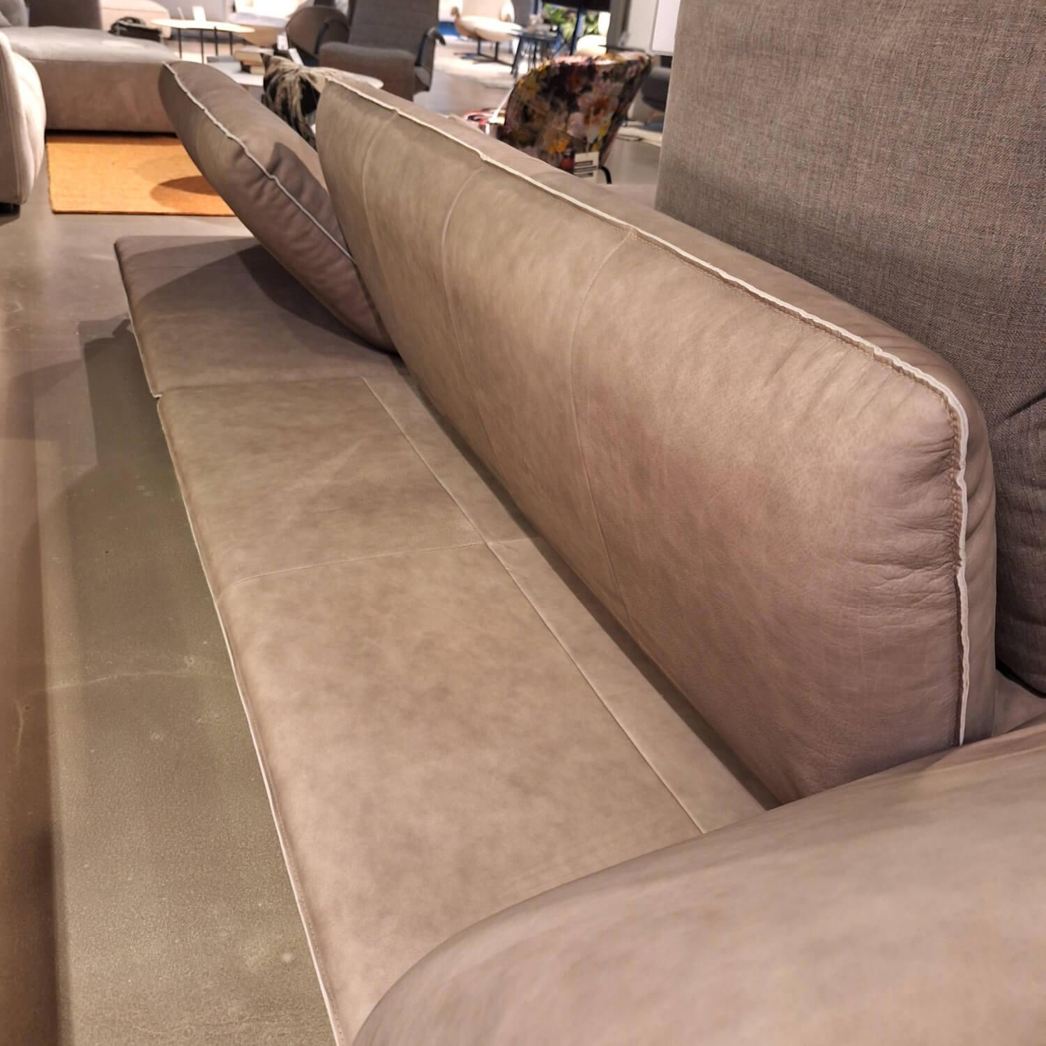 Bullfrog - Ecksofa Ceasar Bezug Leder Toro 2055 63 Elefant Grau Metallfüße Edelstahloptik Mit Klappbaren Lehnen - 7