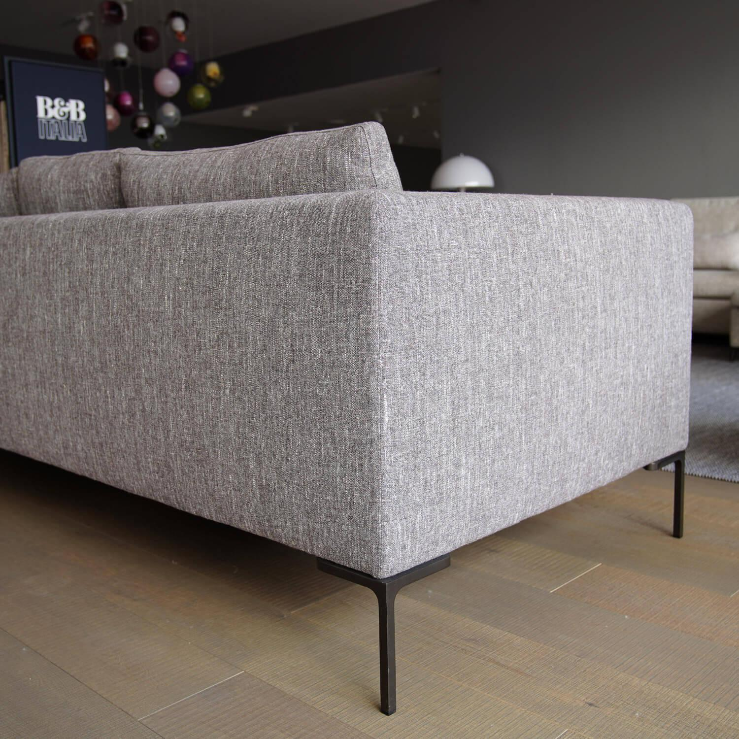B&B Italia - Sofa Charles CH228 Bezug 2594251 Stoff Lodi Grau Füße 0170M Verchromt Schwarz Lackiert - 7