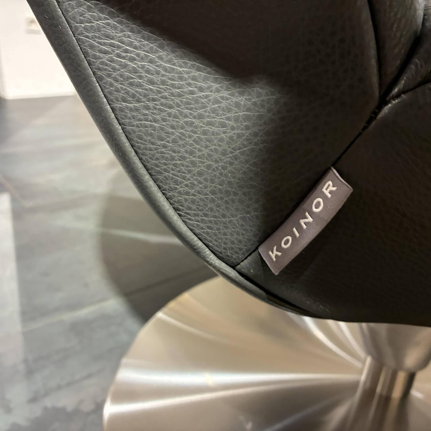 Koinor - Sessel Yoko No 5 Leder C-Classic Pepper Schwarz Gestell Drehteller Nickel Silber Satiniert - 2