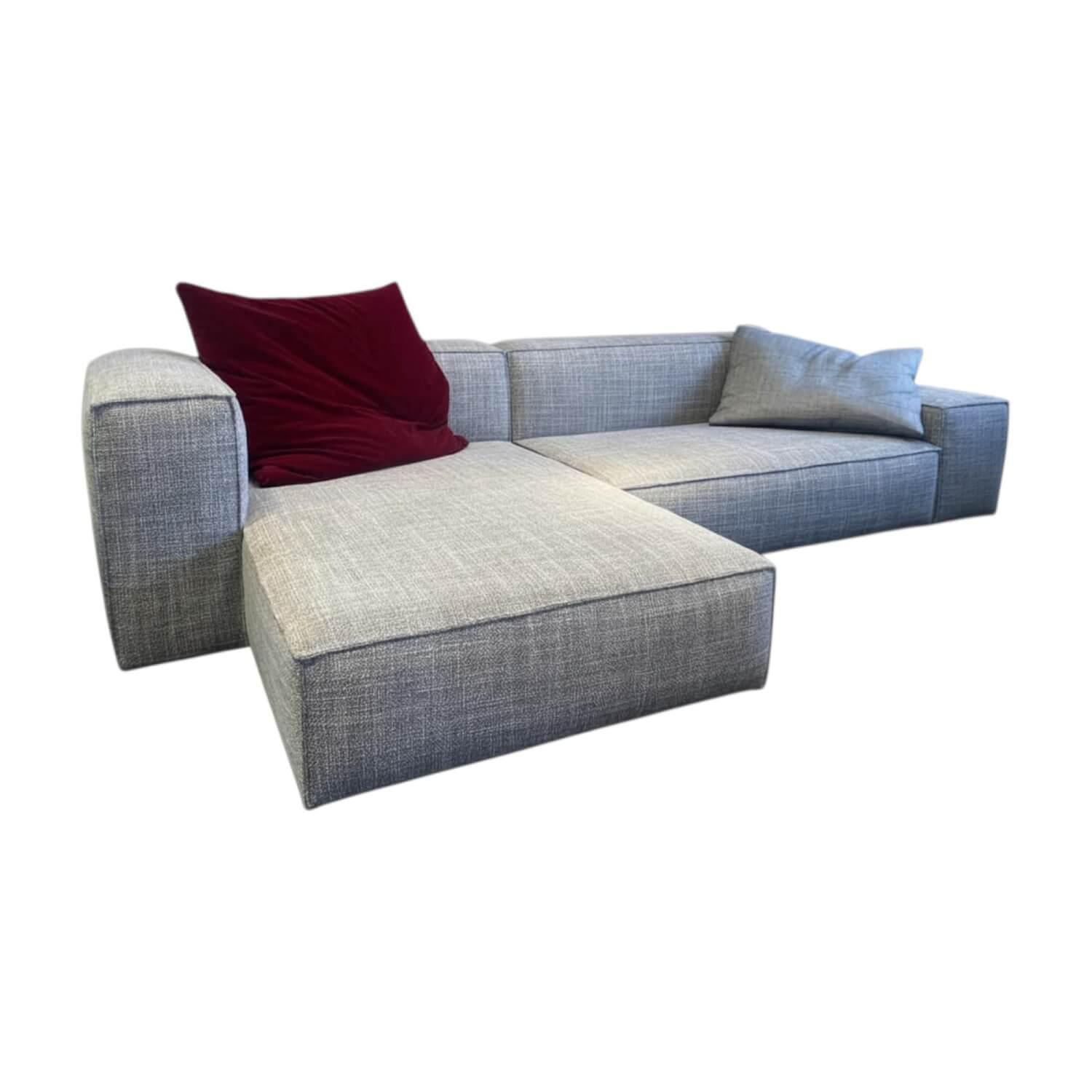 Living Divani - Ecksofa Neowall 15424 Stoff Visco Primula 13 Soft Top Grau Inklusive Kissen - 1