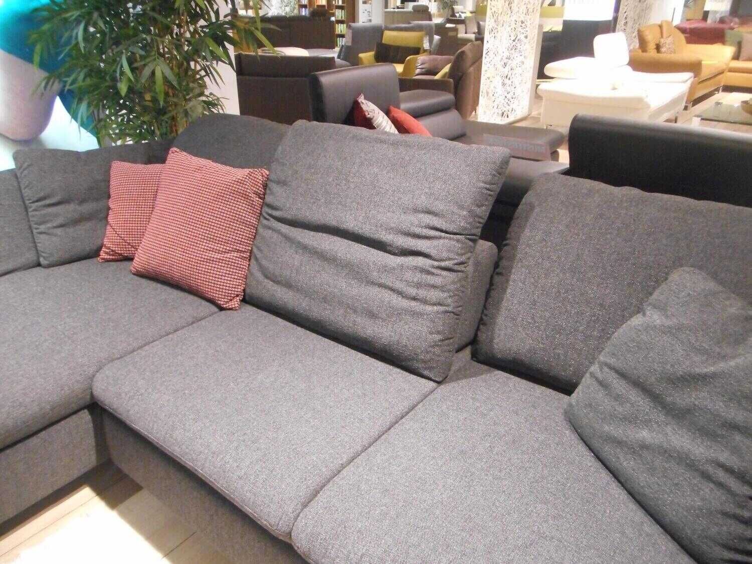 W. Schillig - Ecksofa 15278 Stoff SK50 Schwarz mit Hocker und 2 Kissen - 4