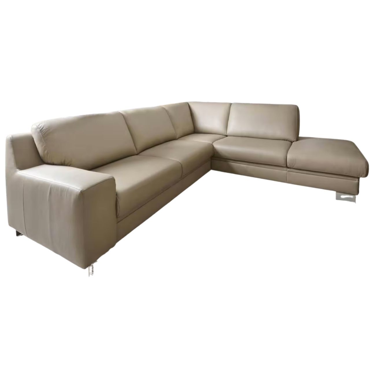 Polinova - Polstergarnitur LS 5460 Leder Vivre Stone 120 Metallfüße Hochglanz - 1