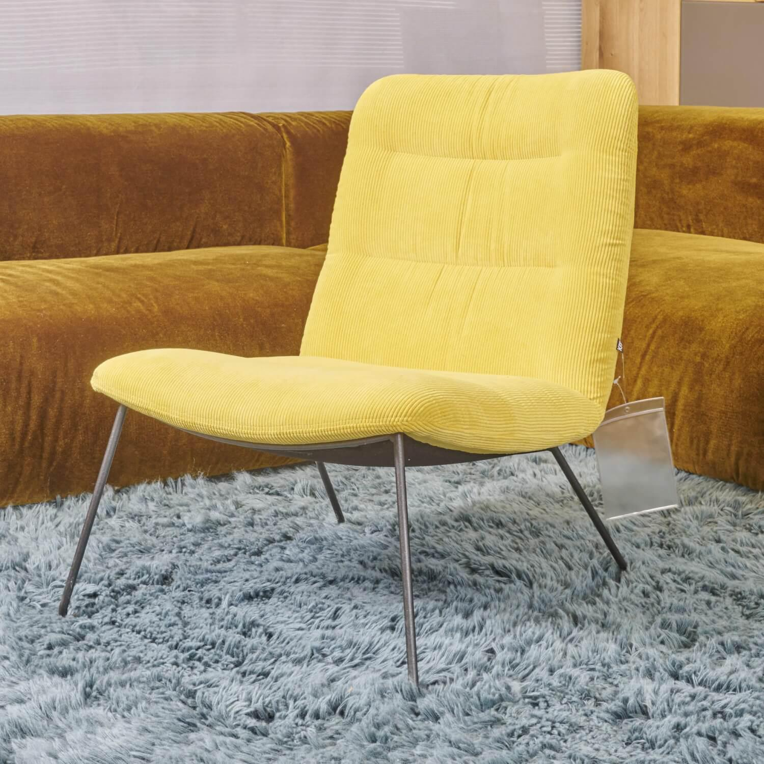 KFF - Sessel Arva Light Lounge Ohne Armlehnen Bezug Stoff Lisboa Farbe 20 Gelb Cord Samt Gestell M23 Struktur Anthrazit - 9