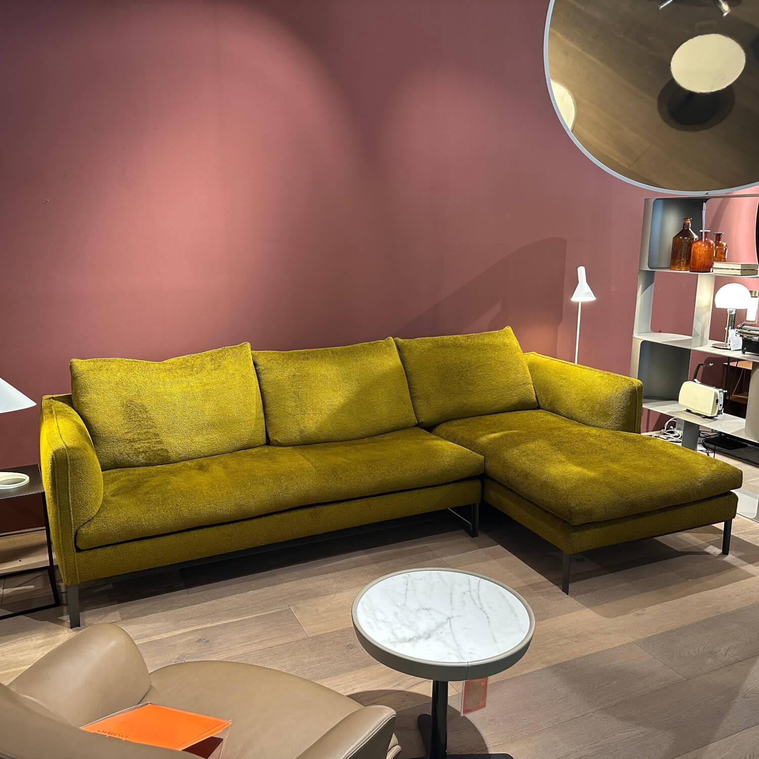 Molteni & C - Ecksofa Paul Stoff Wonder WG 445 Grün Gestell Metall Zinnfarbig - 2