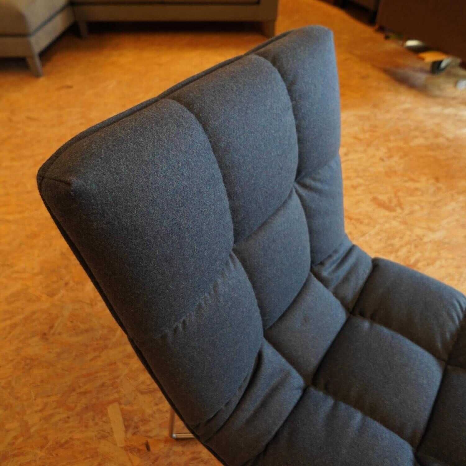 4er-Set Stuhl Gesteppt Stoff Blau Untergestell Metall