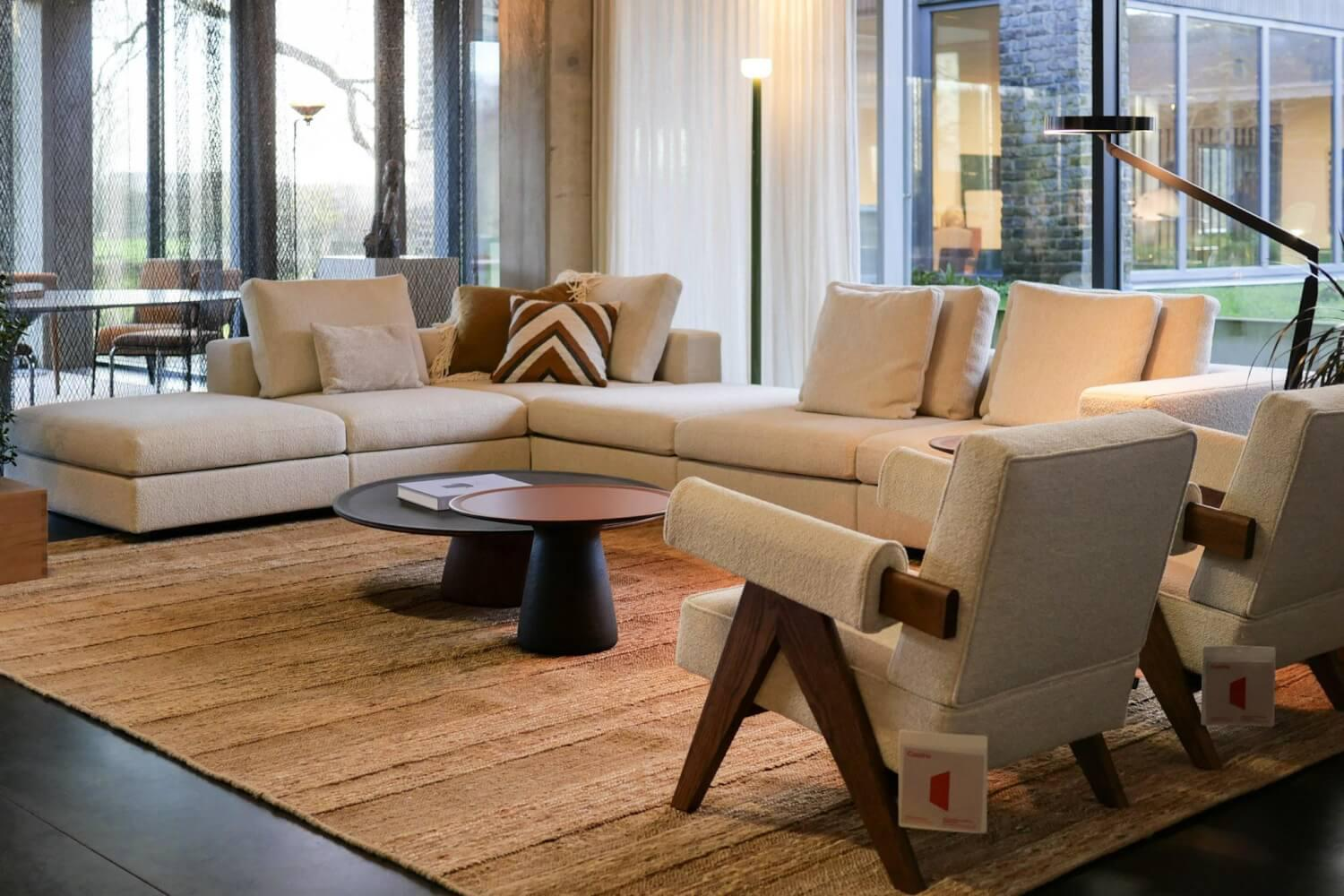 Walter Knoll - Ecksofa Living Landscape 755 Bezug Curly Ivory 02CU Beige Creme Sockel Massivholz Buche Schwarz Lackiert Ohne Sessel Couchtische Dekoration Sowie Lampen - 3