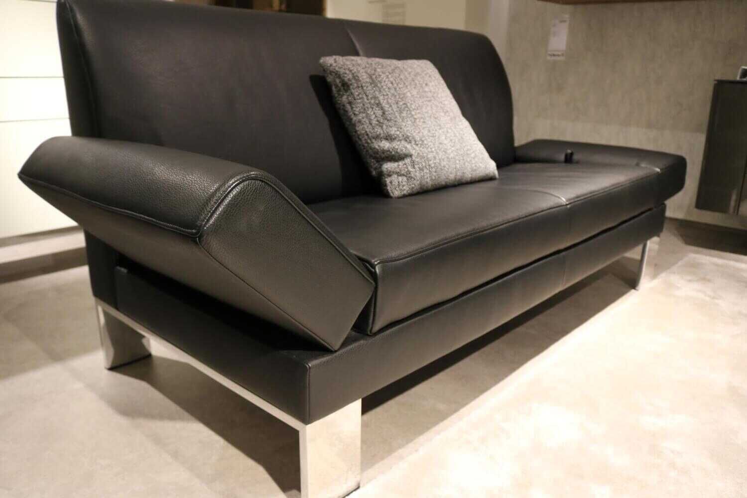 Jori - Garnitur Glove Leder Schwarz 2 Sofas mit Verstellbarkeit - 5