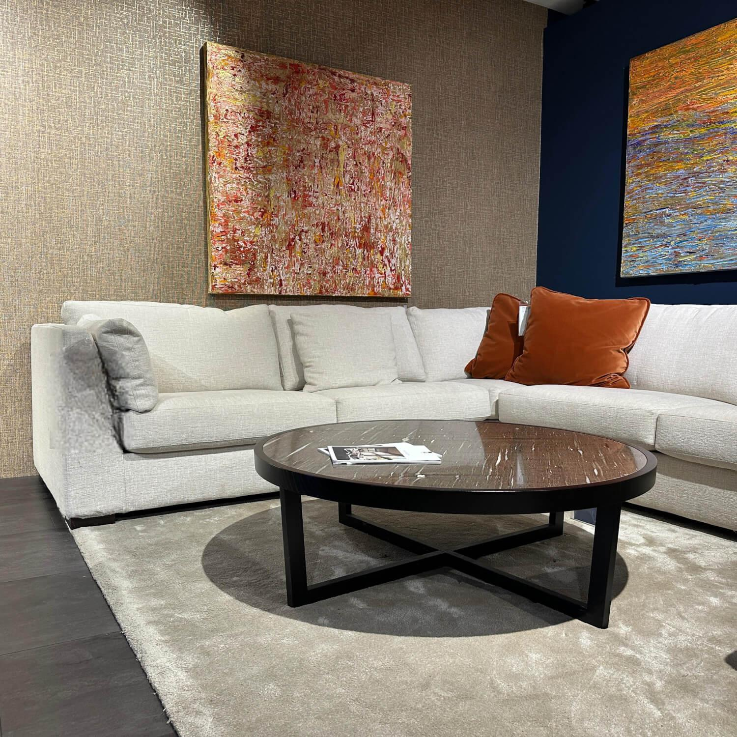 Bielefelder Werkstätten - Eckkombination Inspiration A Stoff Husse Lance Beige Grau Holzfuß Standard Wengefarbig Gebeizt ohne andersfarbige Kissen - 6