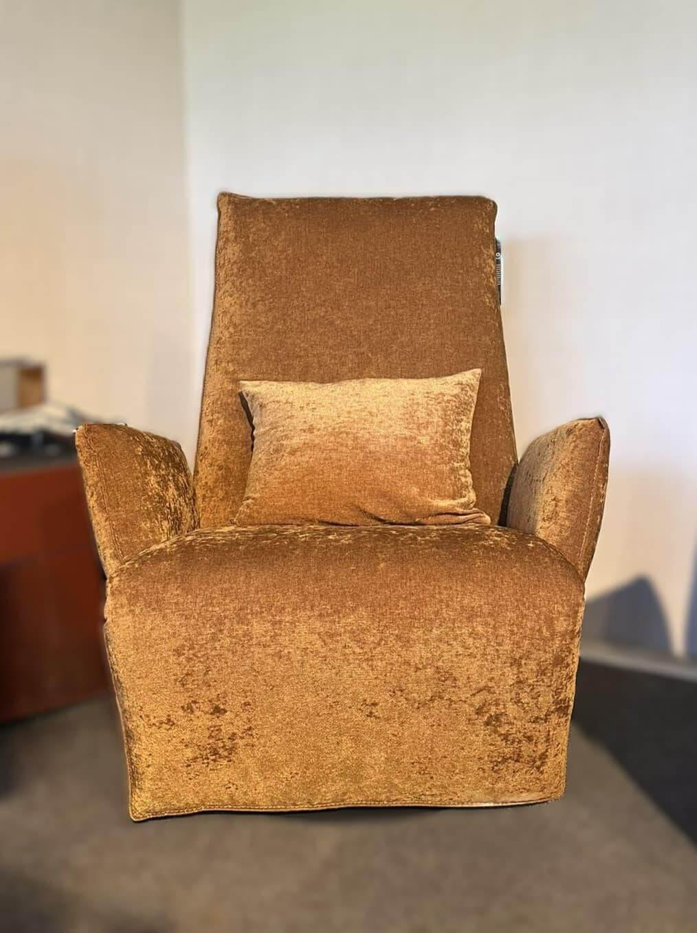 Bullfrog - Stoffzusammensetzung // Sessel Baboo Stoff Shabby Chic Cognac 799 24 Gelb Gestell Metall Matt Schwarz Elektrisch Verstellbar - 5
