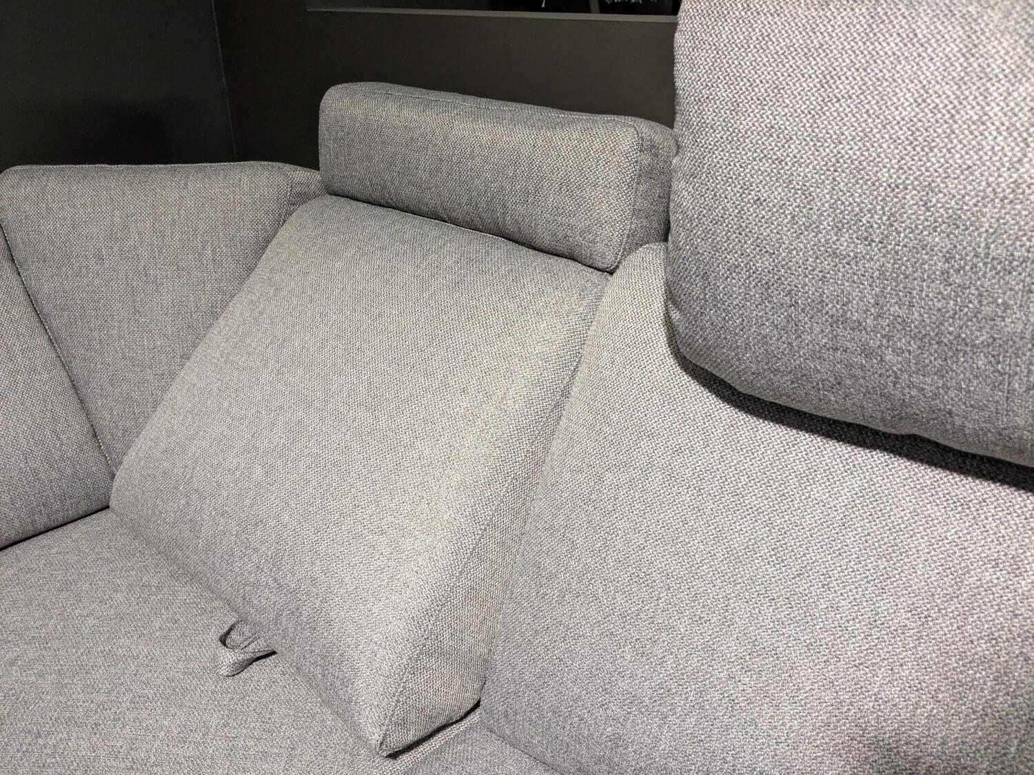 Musterring - Ecksofa MR 365 Stoff 2 Twice Grau Füße Verchromt mit Kopfstütze - 6