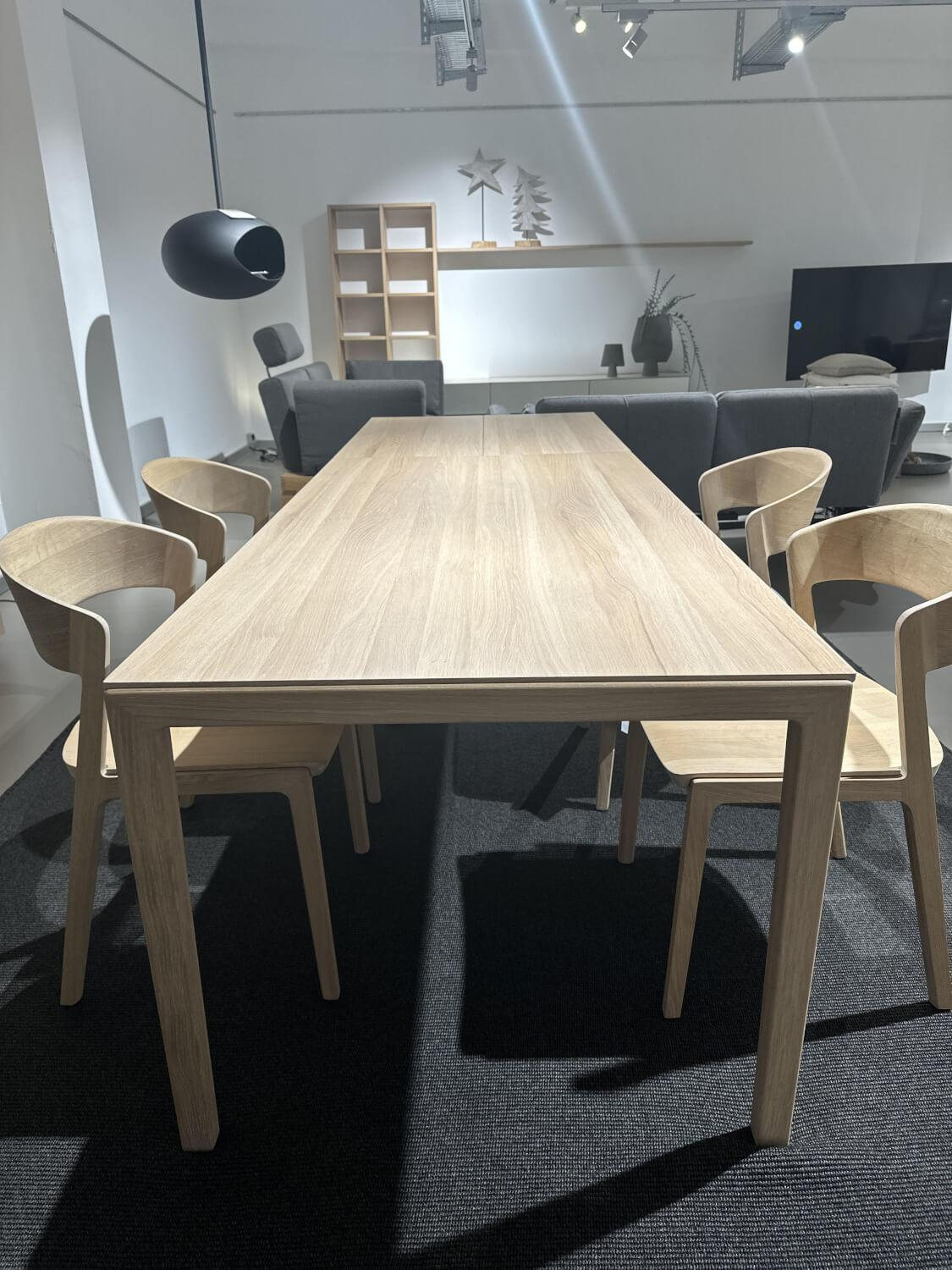 Team 7 - Esstisch Tak Eiche Naturöl Weiß Holzfuß Mit 100cm Auszug - 2