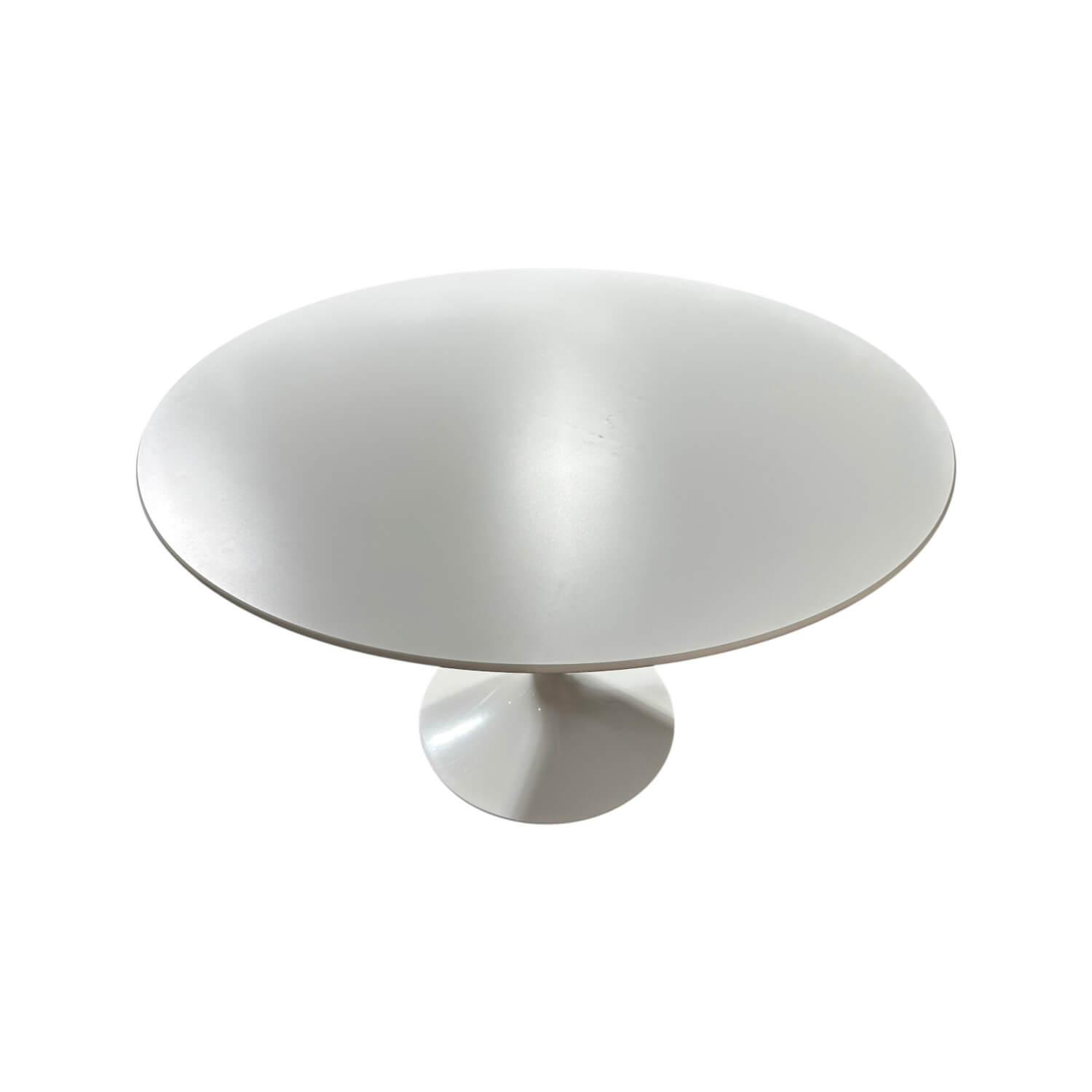 Knoll International - Esstisch Saarinen 1957 Platte Laminat Weiß Säulenfuß Aluminium Weiß Lackiert - 1
