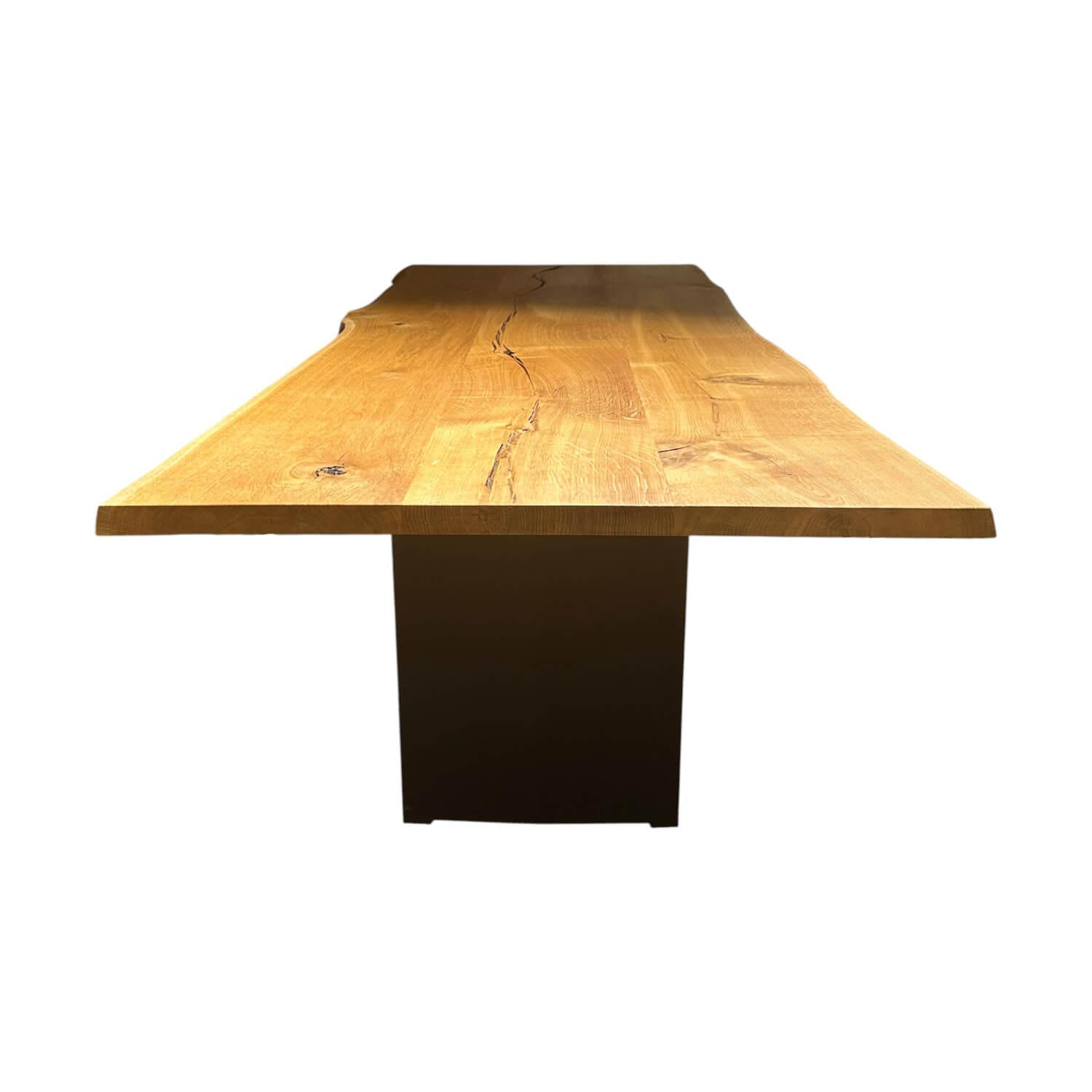 Paul Lindberg - Stammtisch Ruvio Planke Platte Eiche Wild Mitt Offenen Ästen Und Rissen Gestell Metall Bronze Lackiert - 1