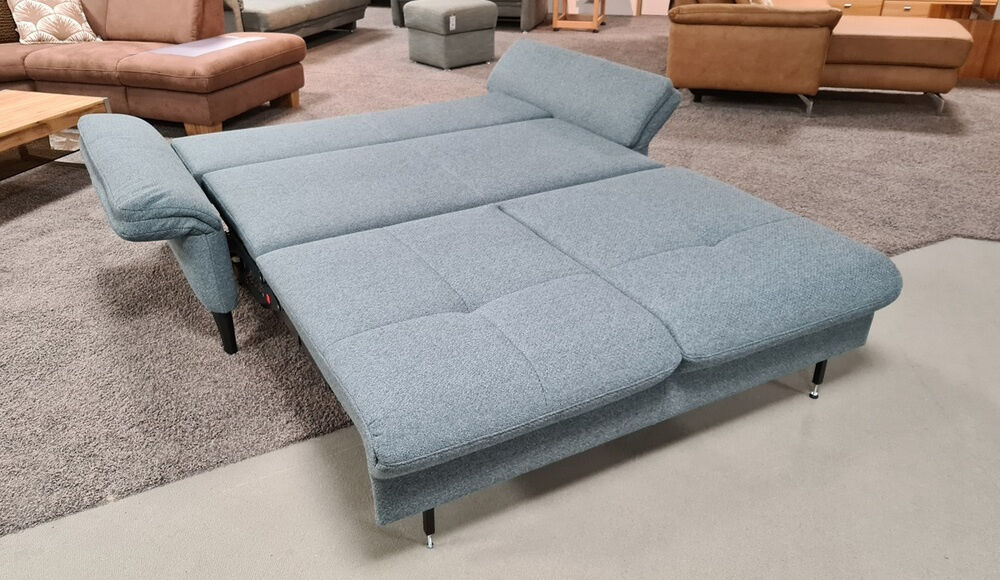 Poco - Schlafsofa Zweisitzer Dreisitzer Kayla Stoff Portofino Blau Grau - 4