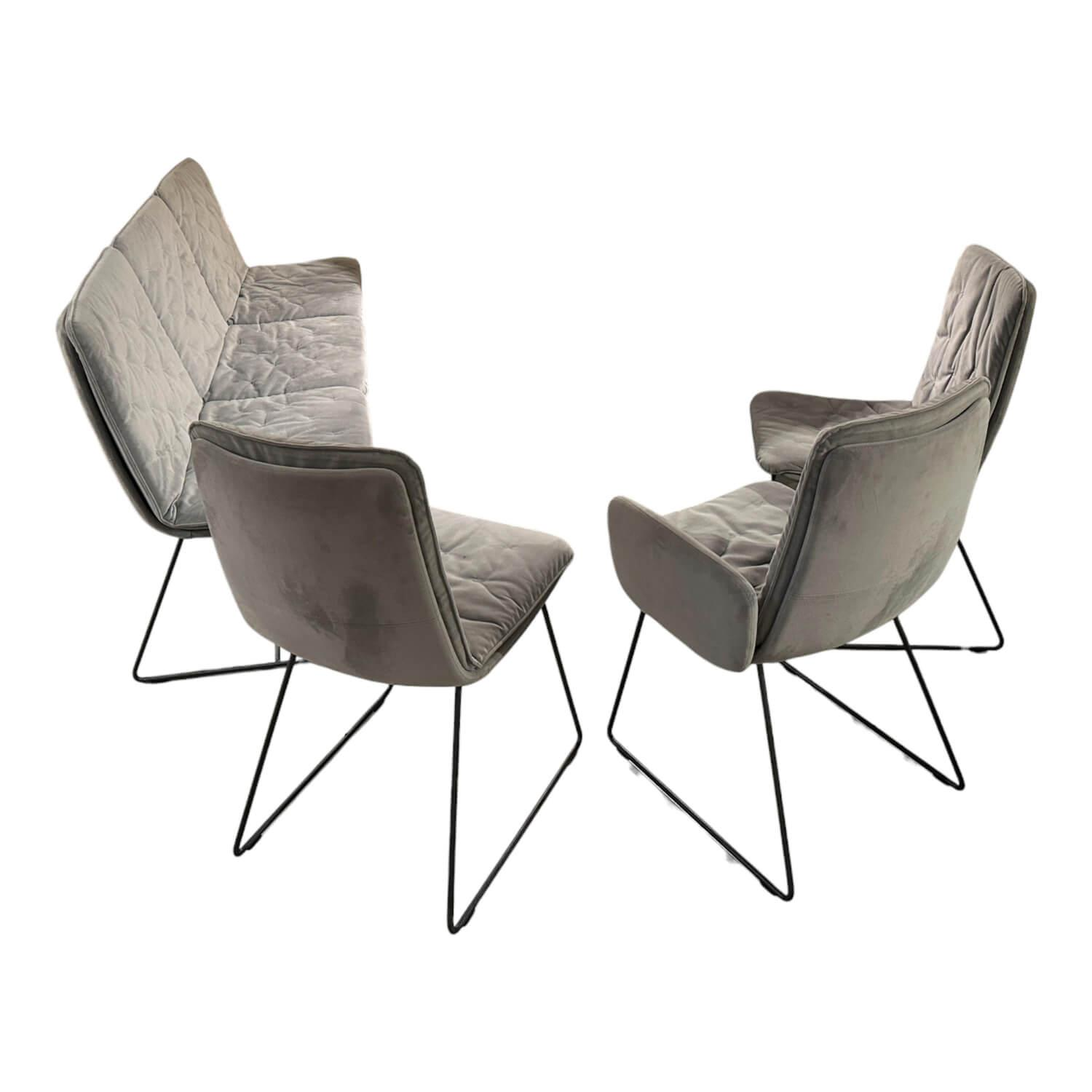 KFF - Sitzgruppe Arva Stitch Stoff Seven Dolphine 180 Grau Gestell Metall Anthrazit - 1
