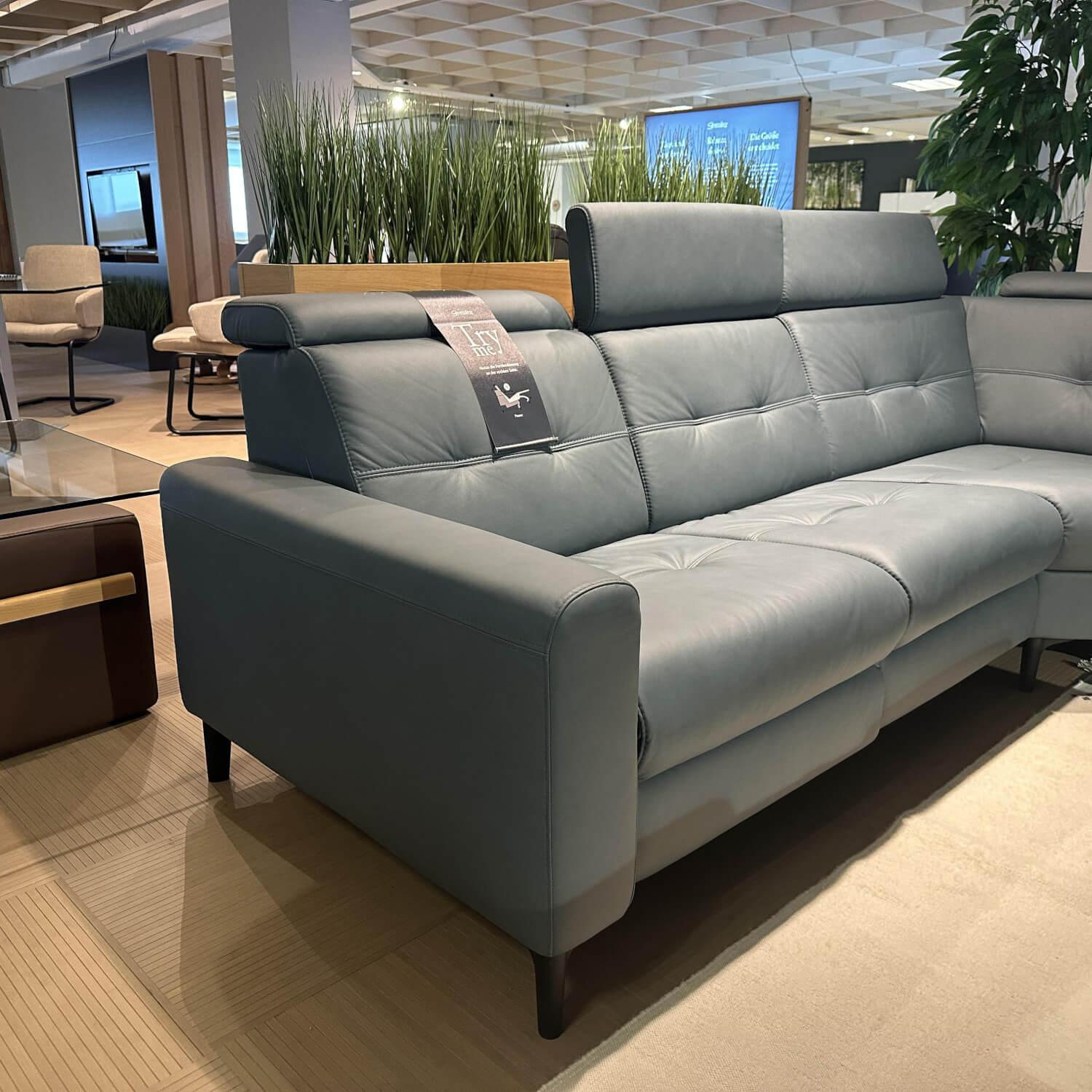 Stressless - Ecksofa Anna Leder Paloma 09472 Teal Blue Blau Fuß Organic 45 Matt Black Schwarz - 8