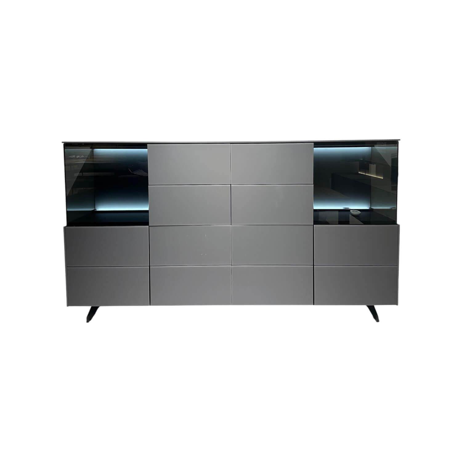 Musterring - Sideboard Q Media 2.0 Lack Mattglas Grau Inklusive Beleuchtung - 1