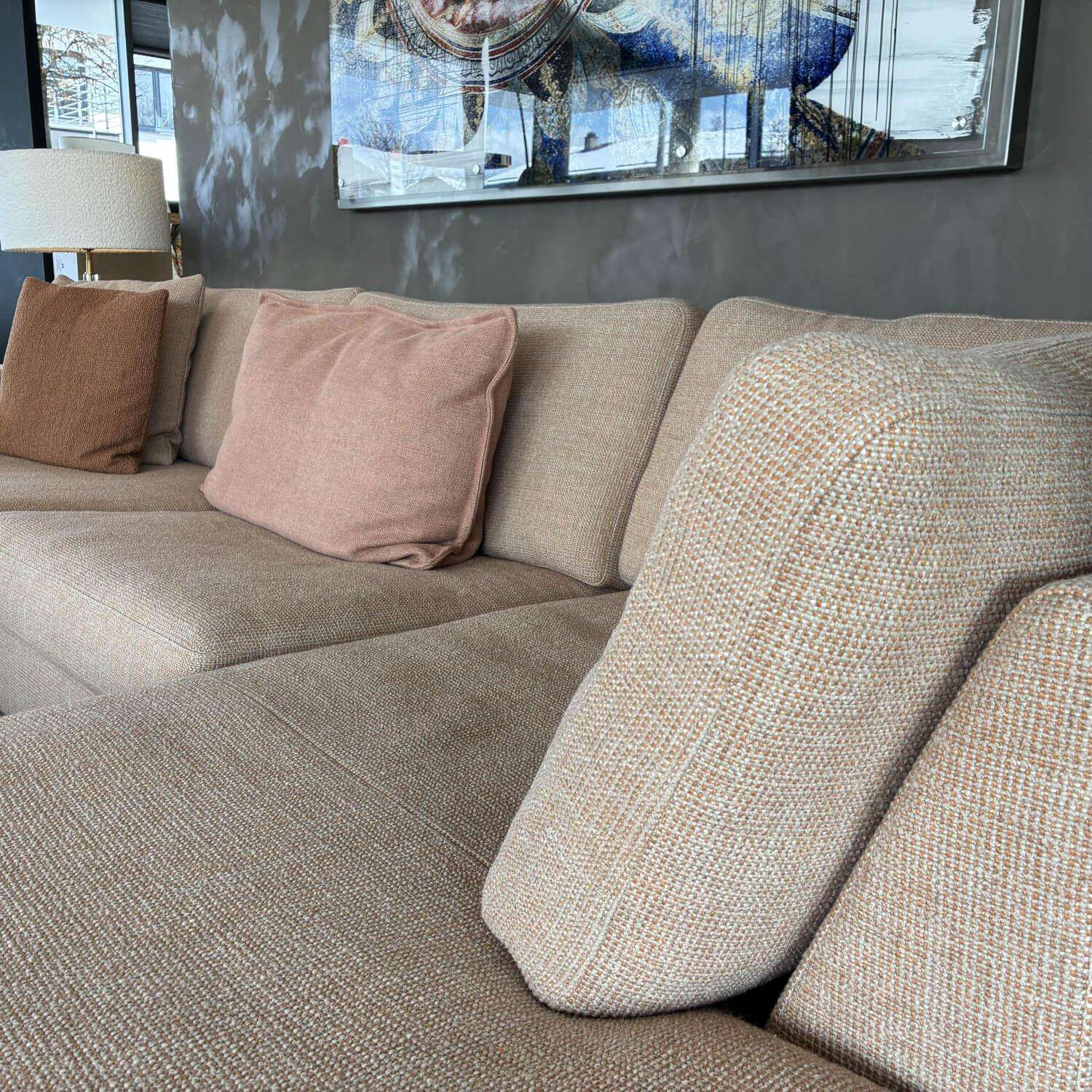 COR - Ecksofa Conseta Stoff 8186 Aprikose Rosa Füße Metall Rosa Lackiert Inklusive Kissen - 6