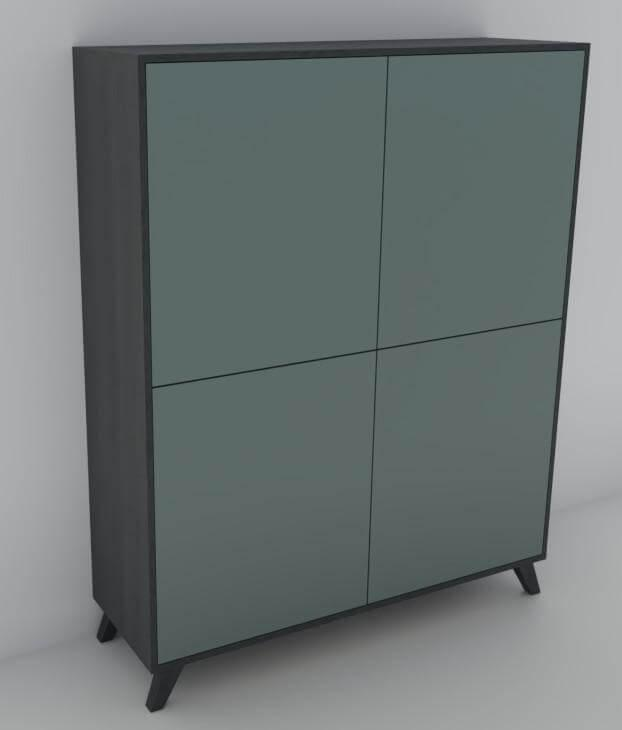 Rietberger Möbelwerke - Highboard Lotus Eiche Graphit Lack Agave Türkis - 3