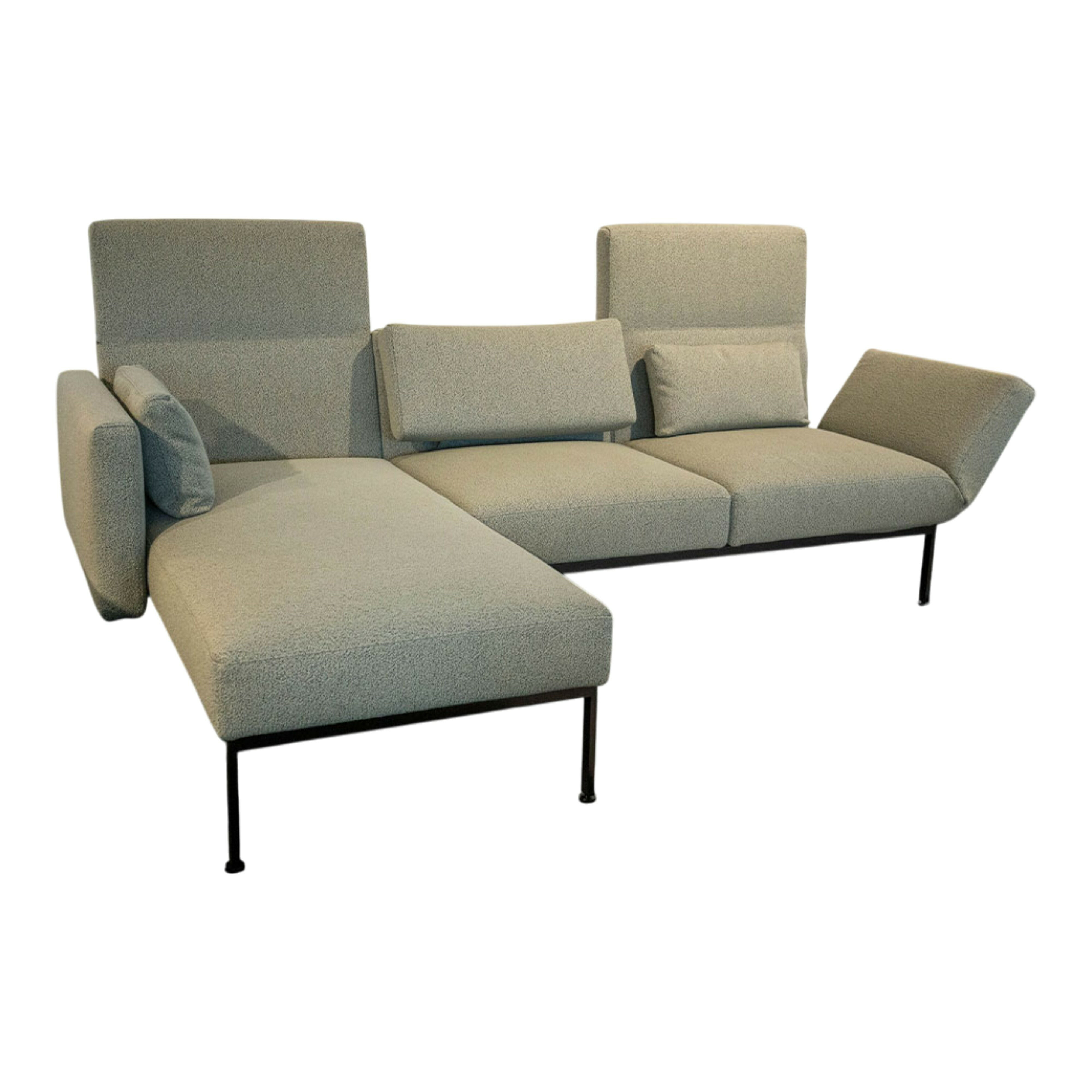 Brühl - Ecksofa Roro Medium Spring Stoff 5275-31 Hellgrün Gestell Verchromt Glänzend - 1