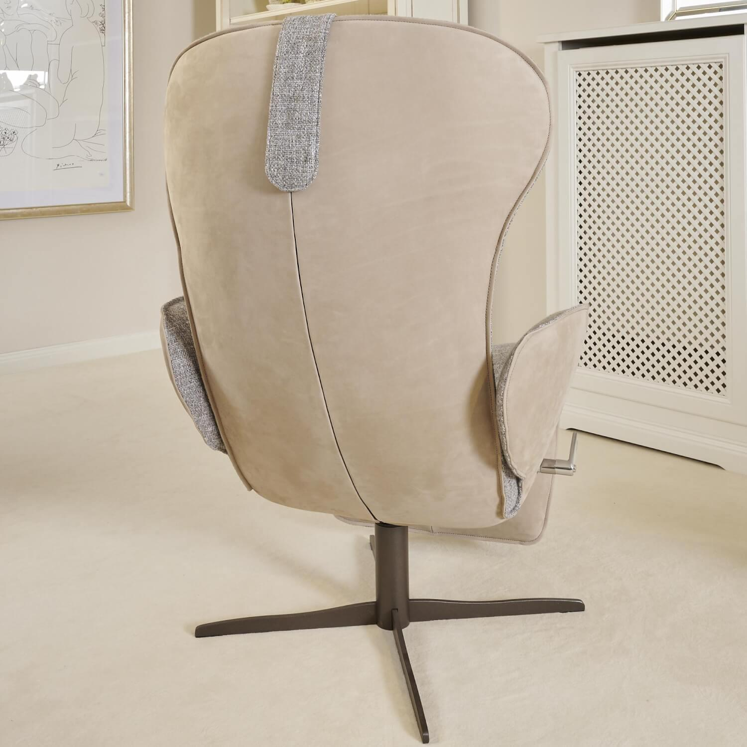 Jori - Funktionssessel Daydreamer Mit Nackenkissen Bezug Innen Stoff Aco 212|F2a Grau Außen Leder Nubuk Creme - 17