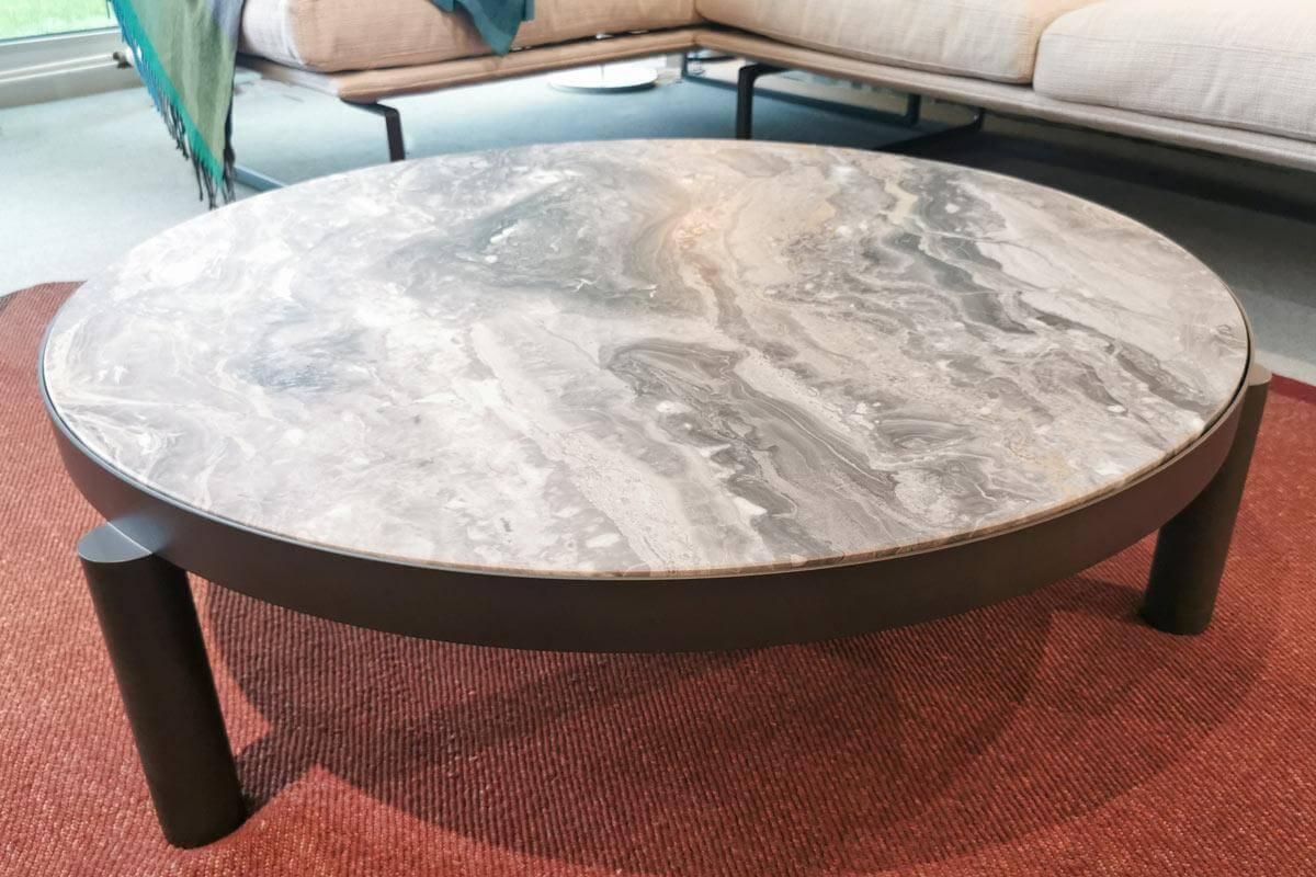 Couchtisch Athene Groß Tischplatte Marmor Arabescato Matt Finish Metallrahmen Und Gestell Dunkelgrau Gebürstet