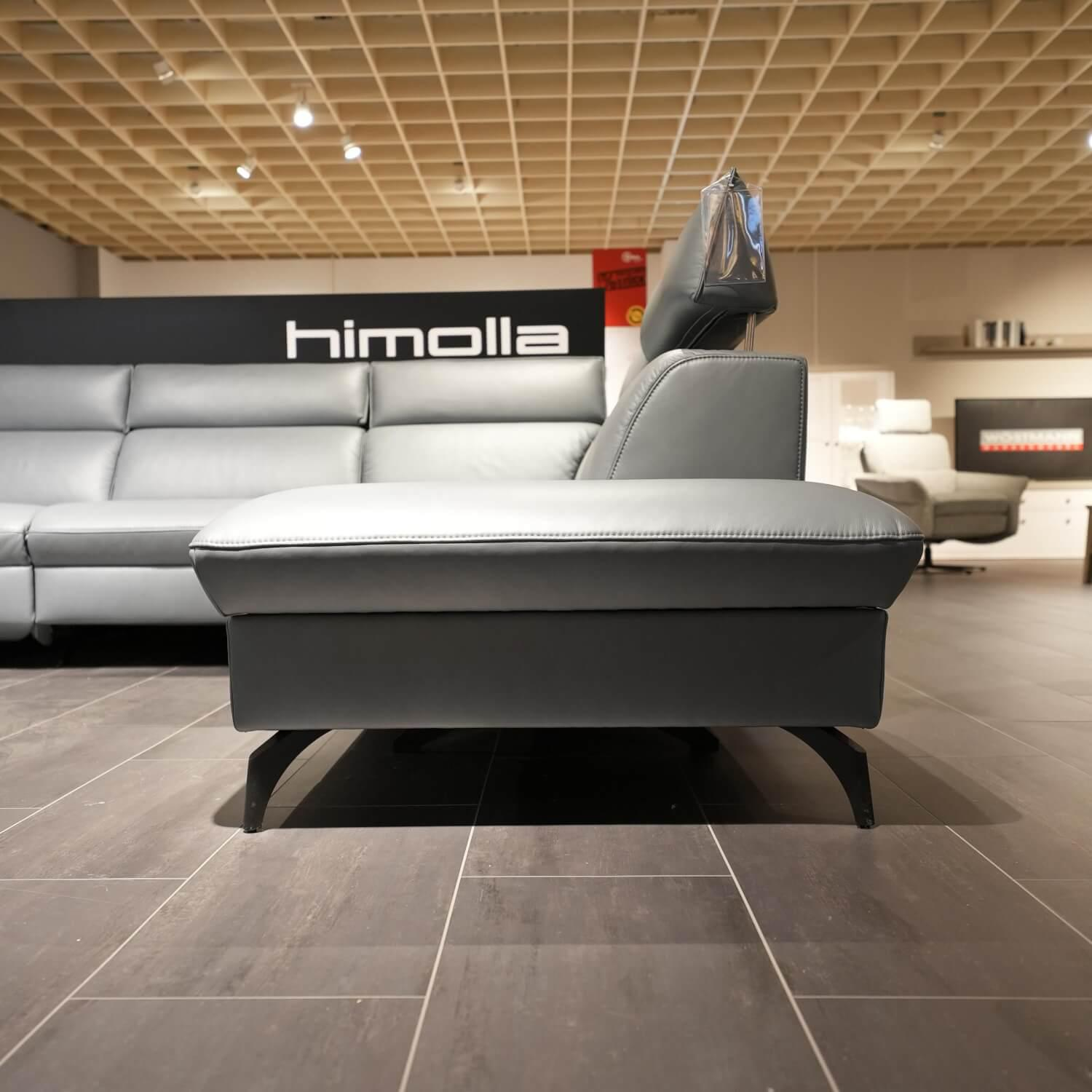 himolla - Ecksofa 1267 Leder 24 Longlife Sea Wallfree Grau Füße Schwarz Mit Elektrischer Relaxfunktion Und Kissen - 4