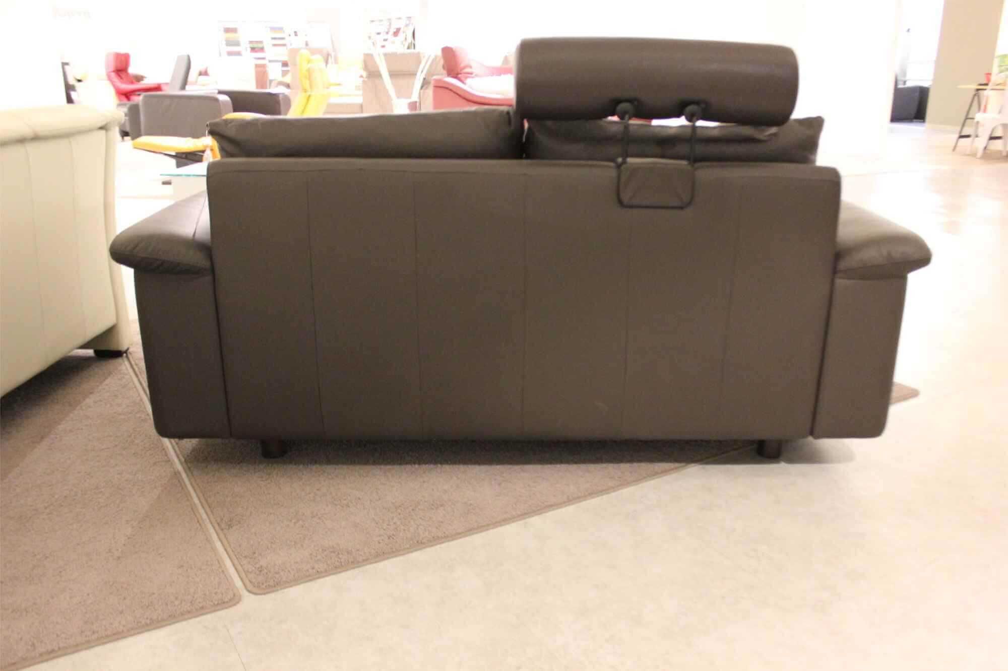 Sofa E300 in Leder Braun Paloma mit Kopfstütze