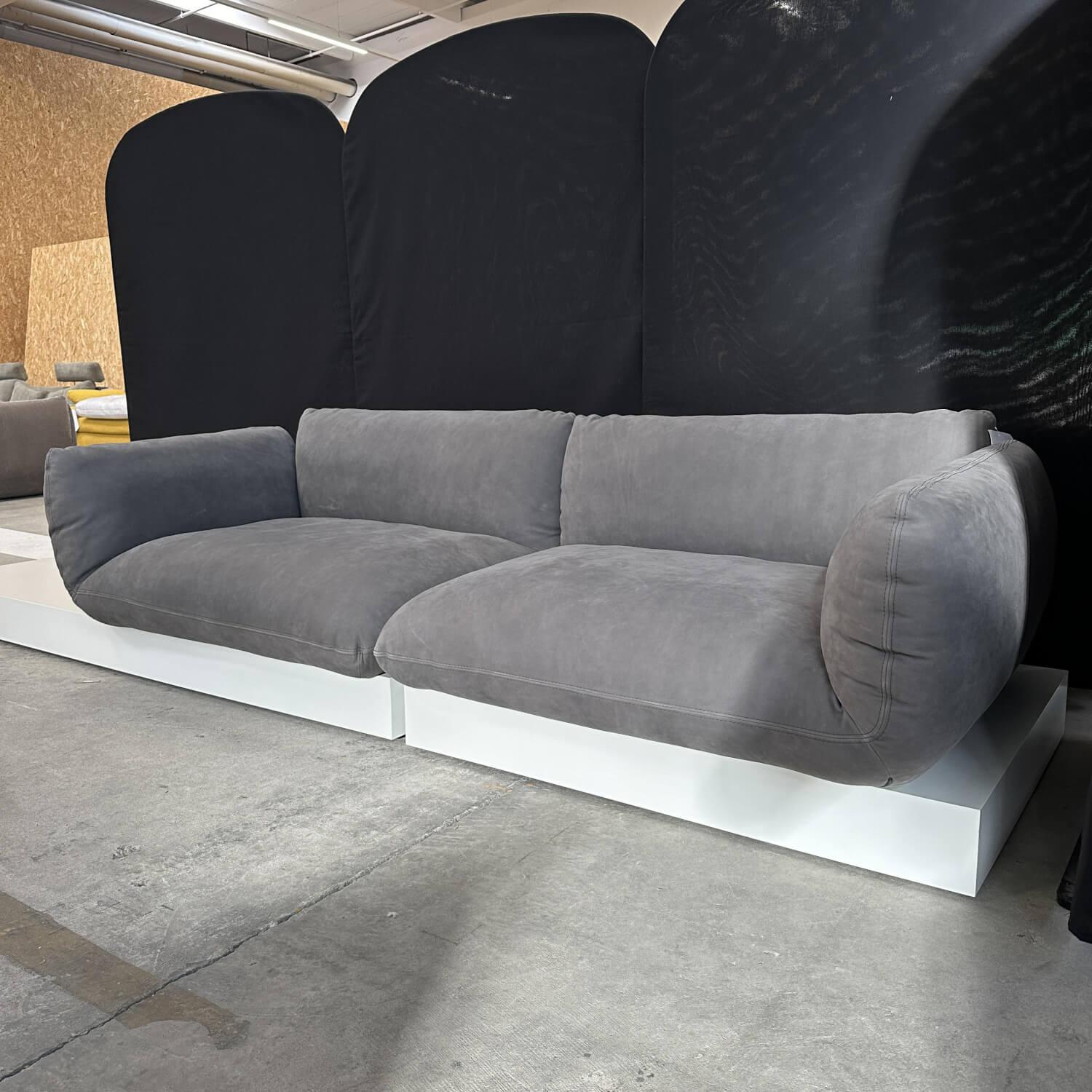 COR - Sofa Jalis Leder 681 Graphit Grau Steppfaden Anthrazit Mit Podest Lack Schneeweiß - 5