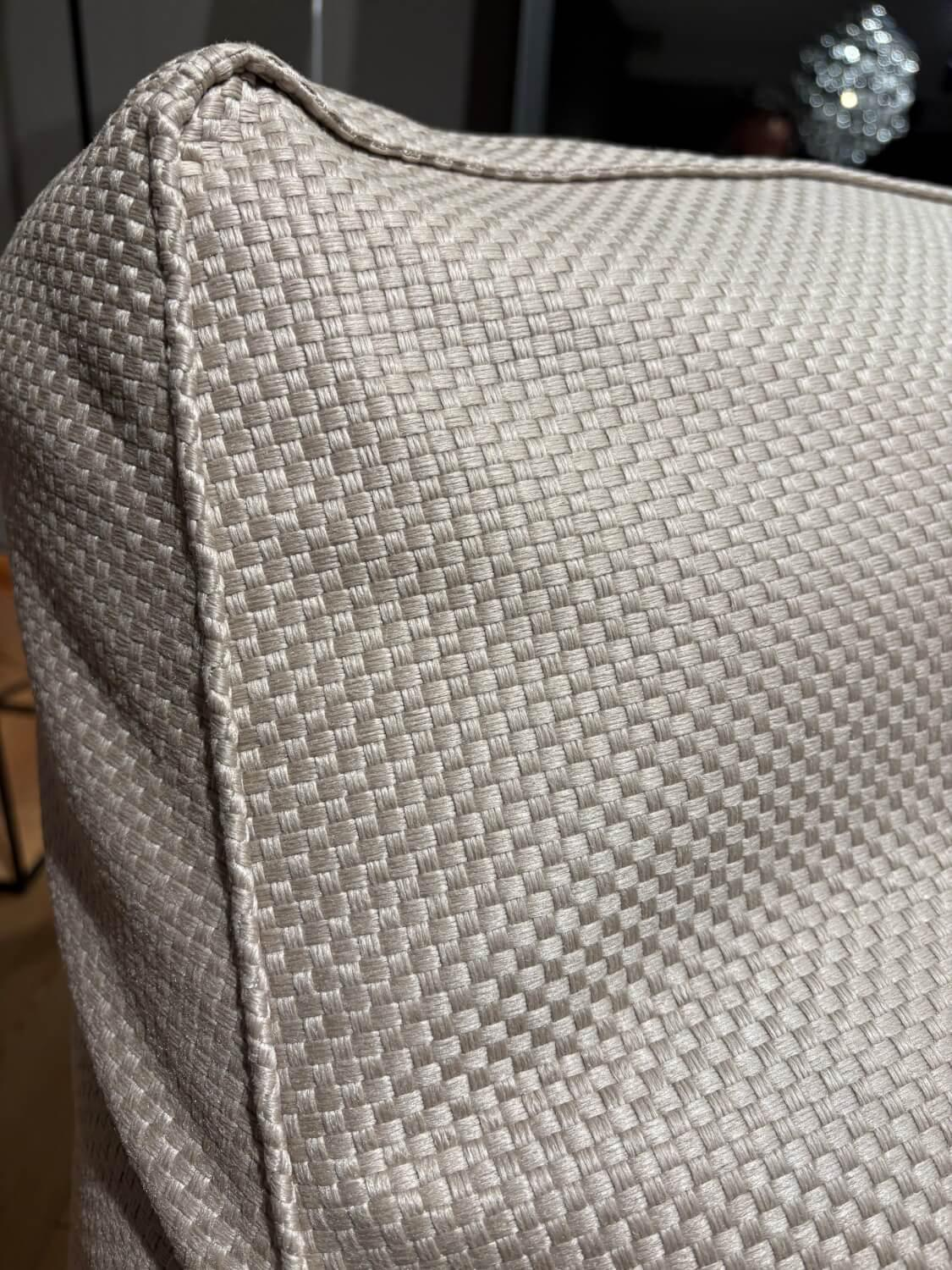 Verzelloni - Sessel Zoe Stoff Strauss 10082 Corda Beige mit Pouf - 3