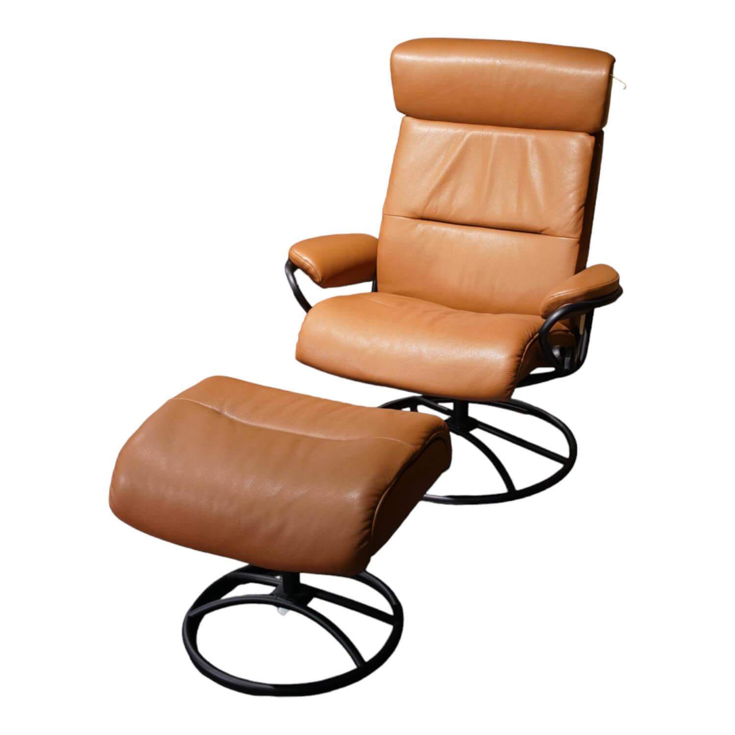 Stressless - Sessel Tokyo M 1354365 Mit Hocker Bezug Leder 096 Noblesse 34 Tigereye Braun Gestell Original  Matt Schwarz - 1
