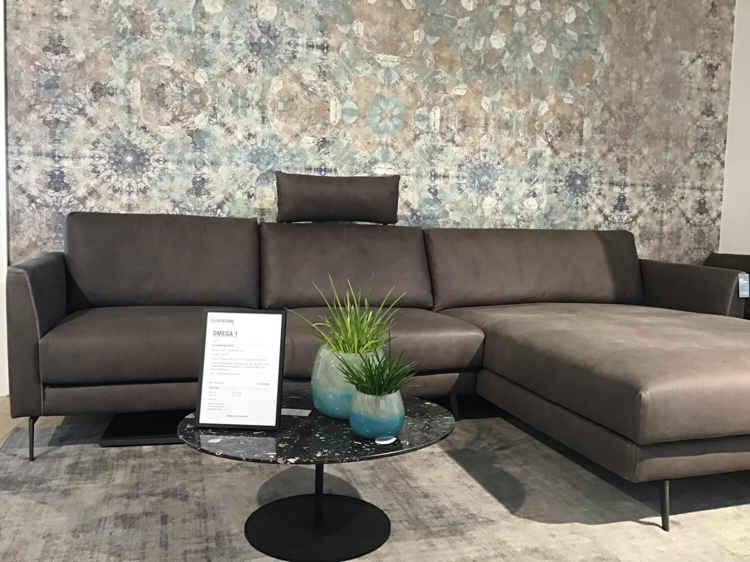 Koinor - Ecksofa Omega Leder C Revolution Dust Braun Winkelfuß Metall Bronze Lackiert Schwarz Inklusive Kopfstütze Und Kissen - 4