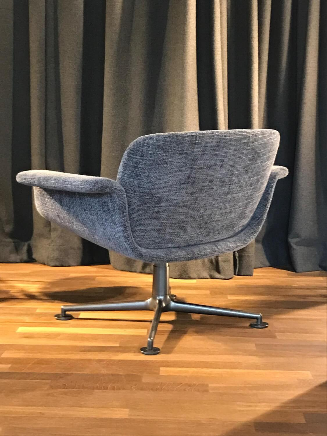 Knoll International - 2er-Set Loungesessel KN01 Bezug Stoff Hermoso Dark Grey Drehgestell Aluminium Anthrazit - 4