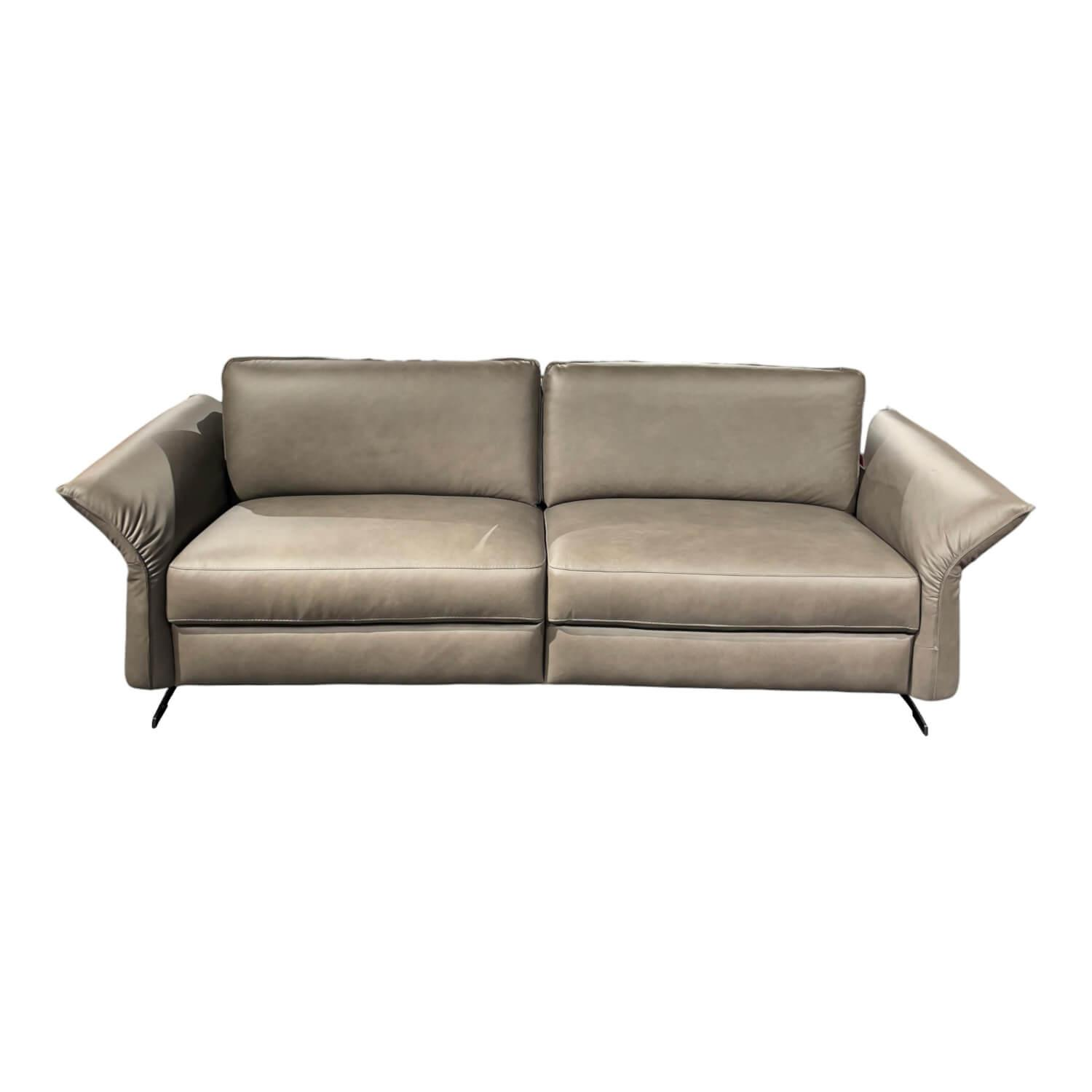 Sofa Adora Bezug Leder Kenia LG1 Grey Grau Füße Schwarz 01BL