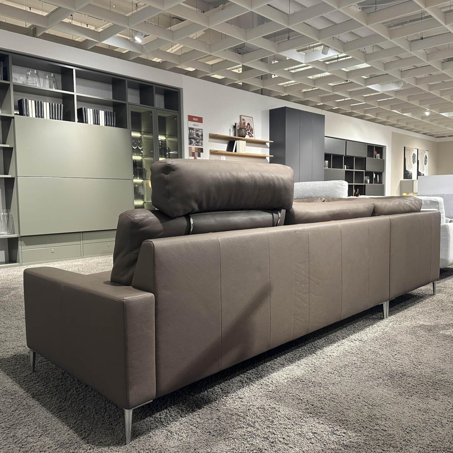 Erpo - Ecksofa Classics 500 Leder 43.860 Lava Grau Braun Fuß CL 59 Hochglanz Mit Verstellbarer Kopfstütze - 10