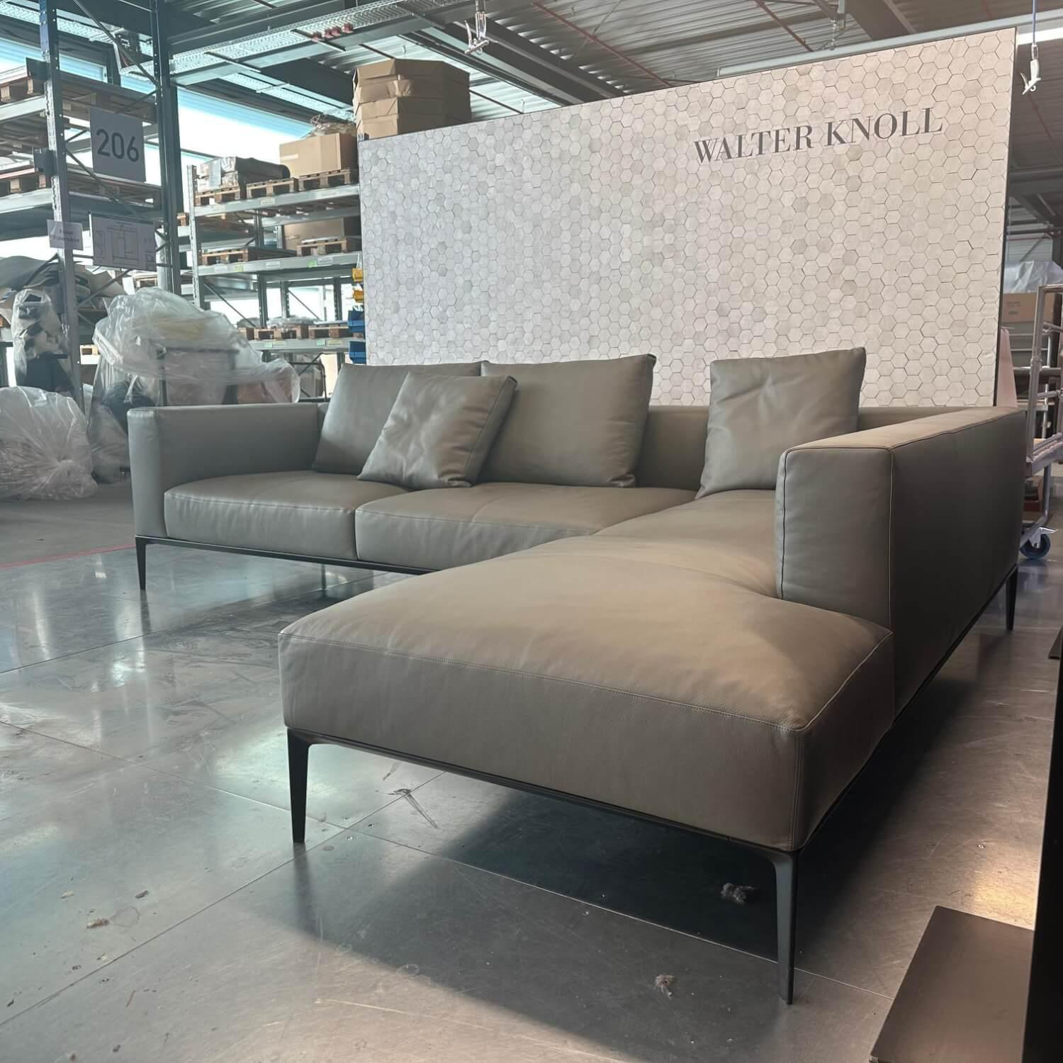 Walter Knoll - Ecksofa Jaan Living Leder Cashmere 1430 Warm Grey Grau Füße Metall Matt Schwarz Pulverbeschichtet - 8