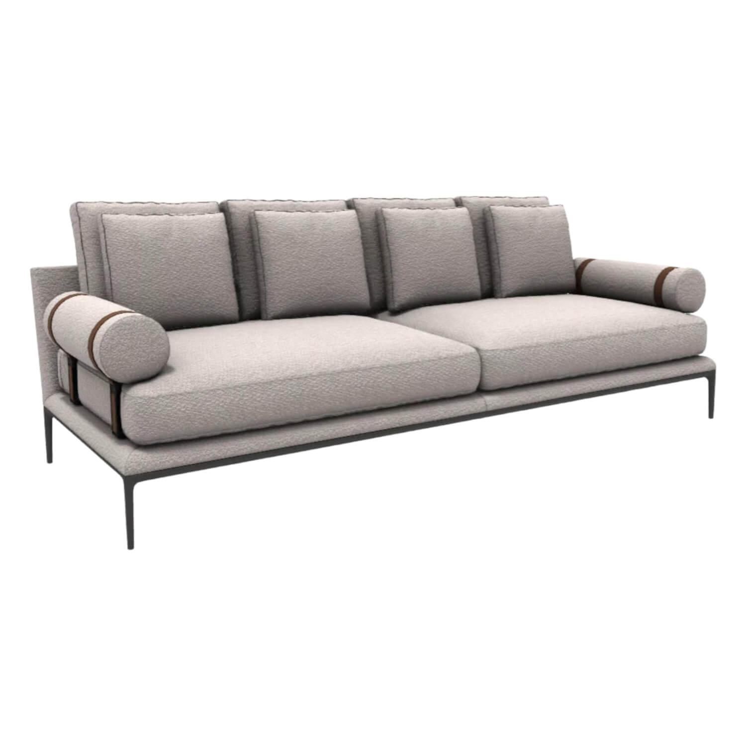 B&B Italia - Sofa Atoll Stoff 2165258 Licata Stein Grau Braun mit 4 Kissen und 2 Rollen - 1
